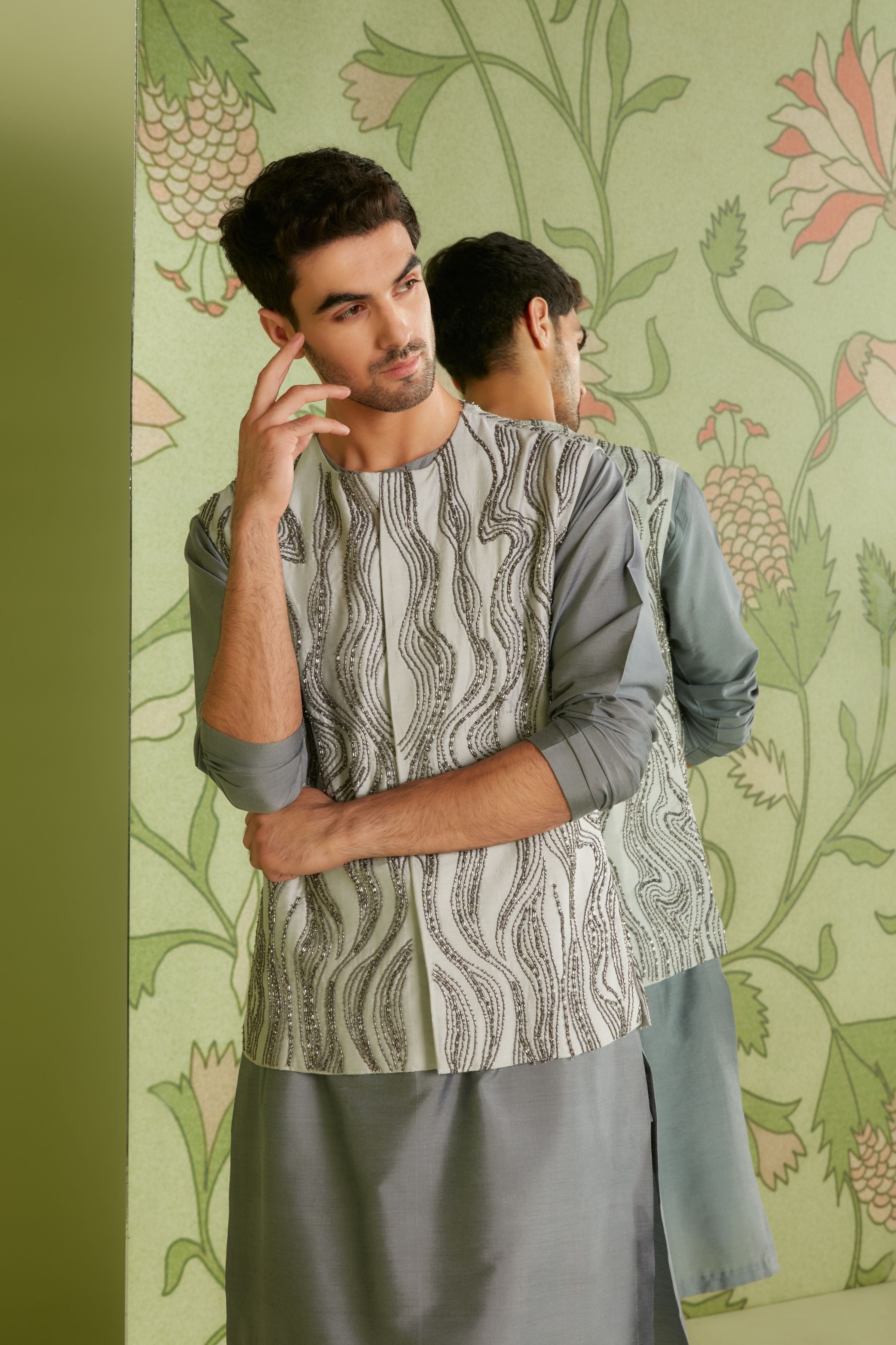 Grey Bundi Kurta Set