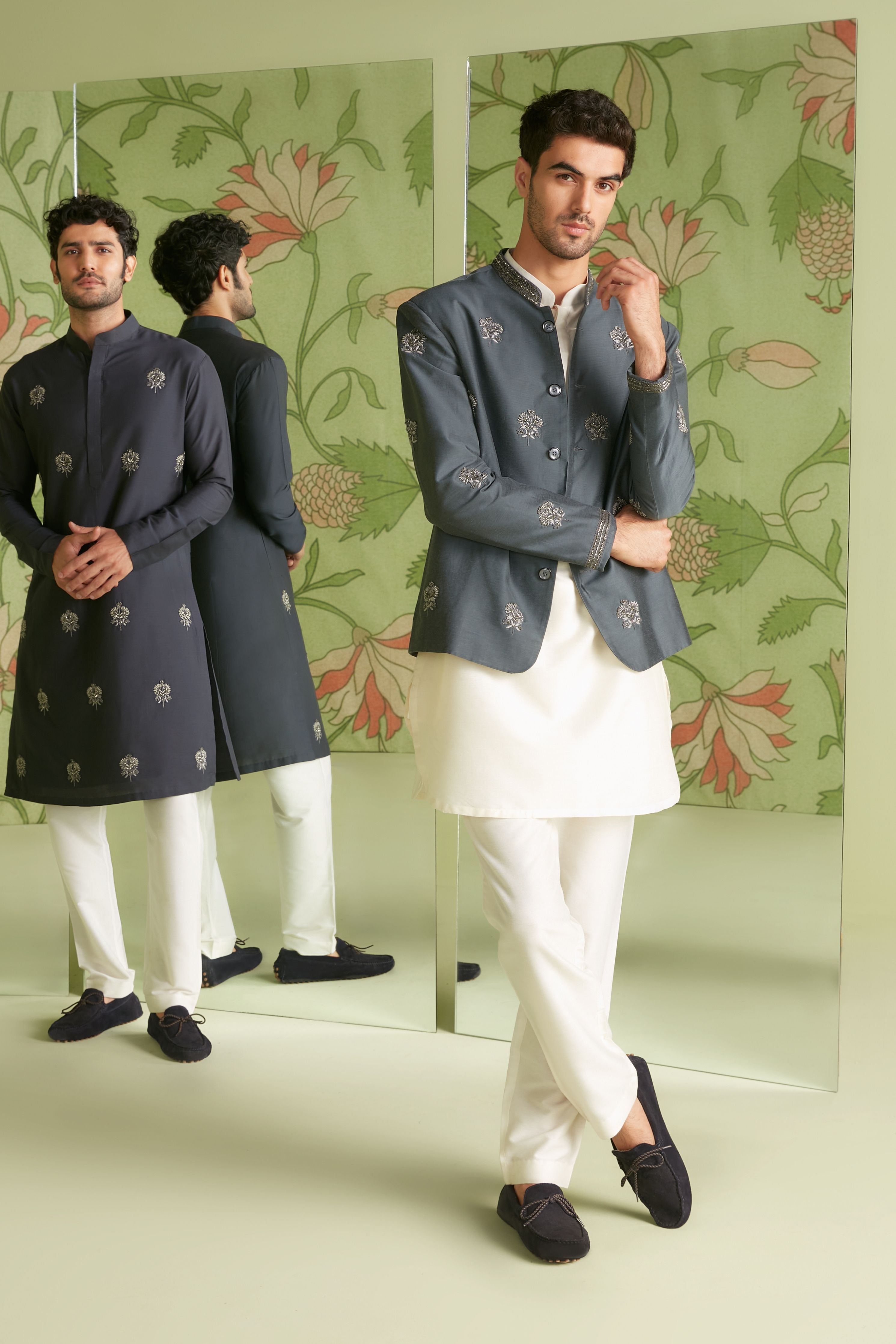 Grey Bandhgala set