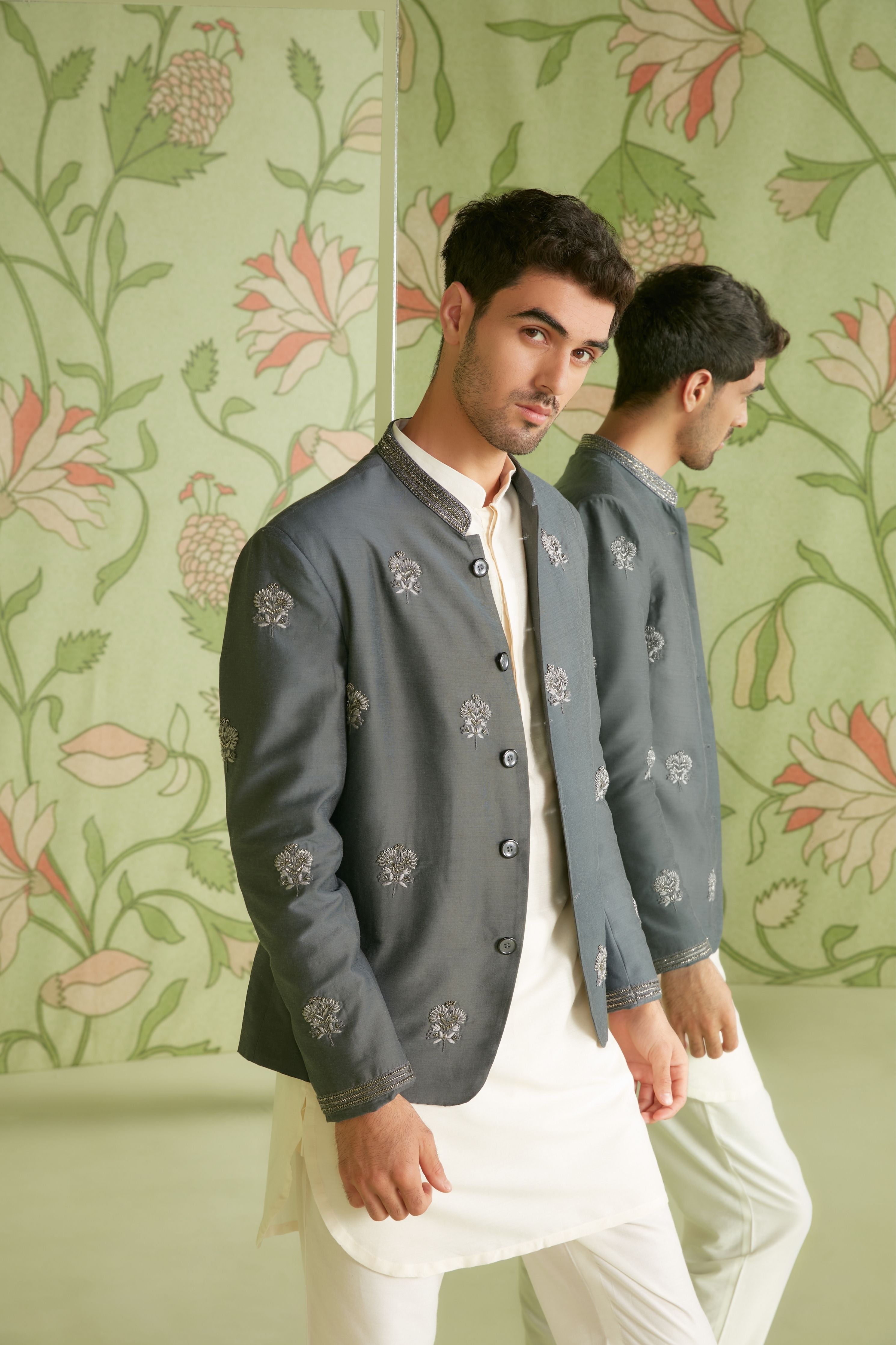 Grey Bandhgala set