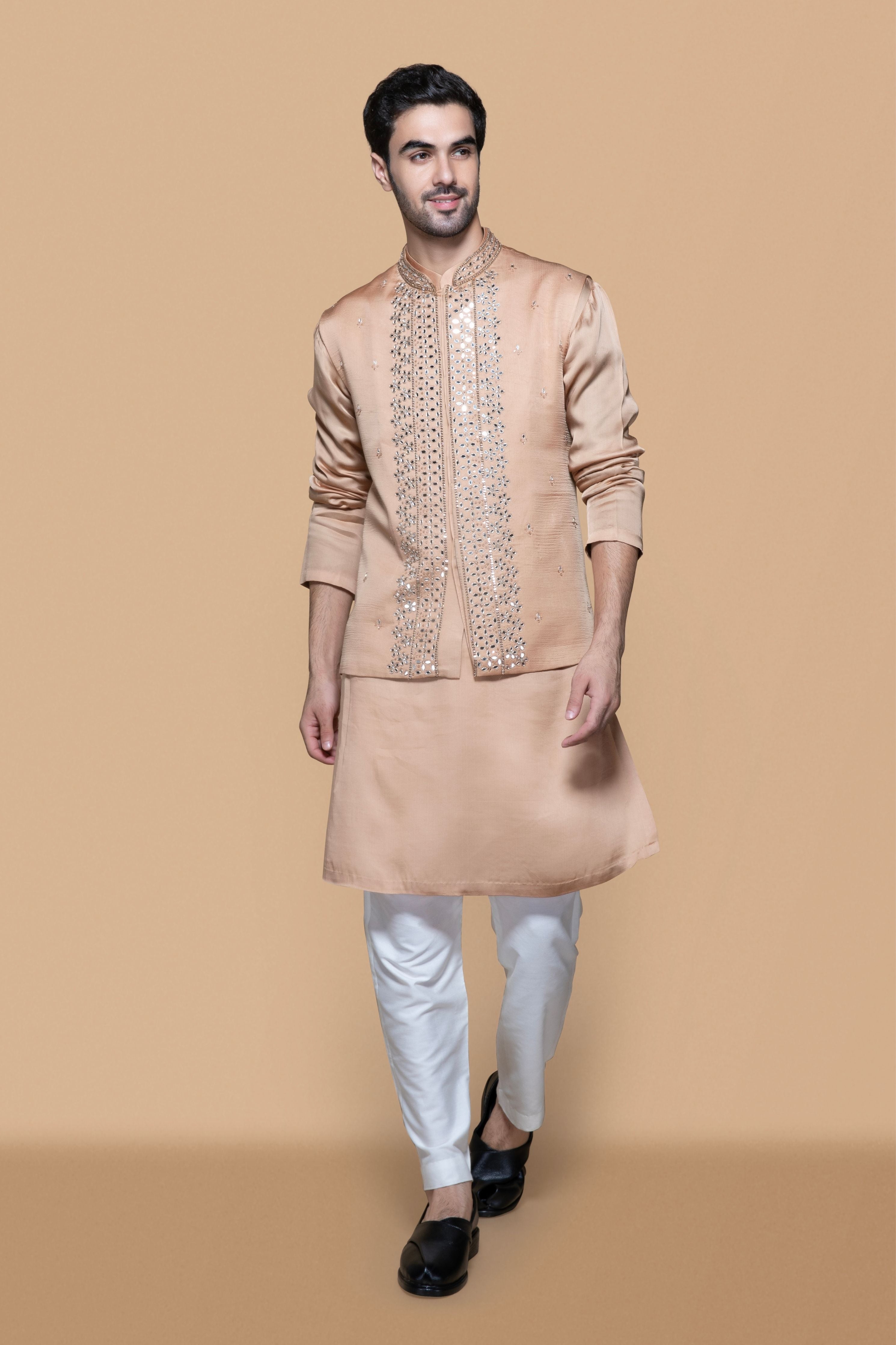 Fawn Mirror Work Bundi Set