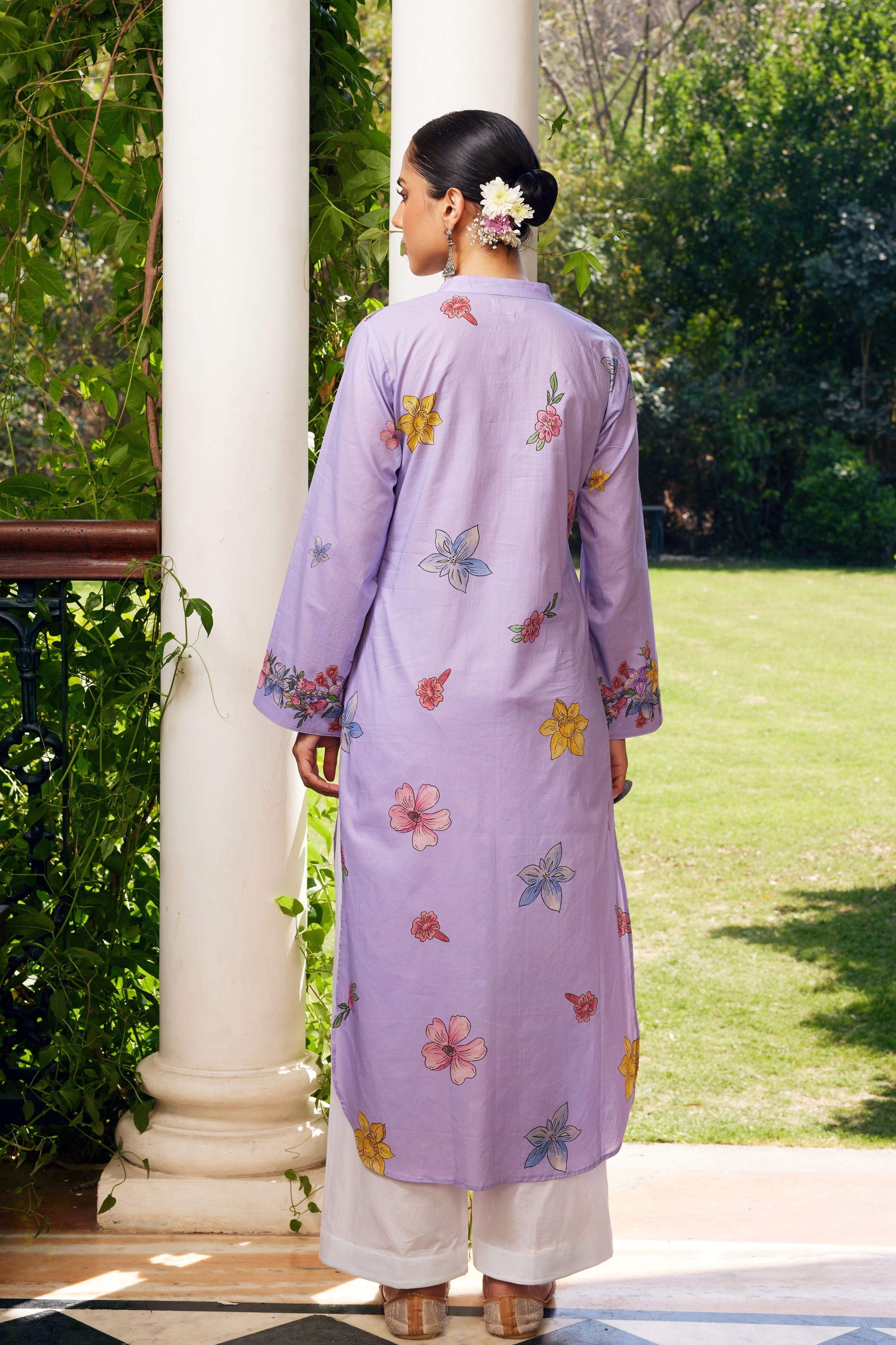 Lavender Gulzaar Floral Kurta Set
