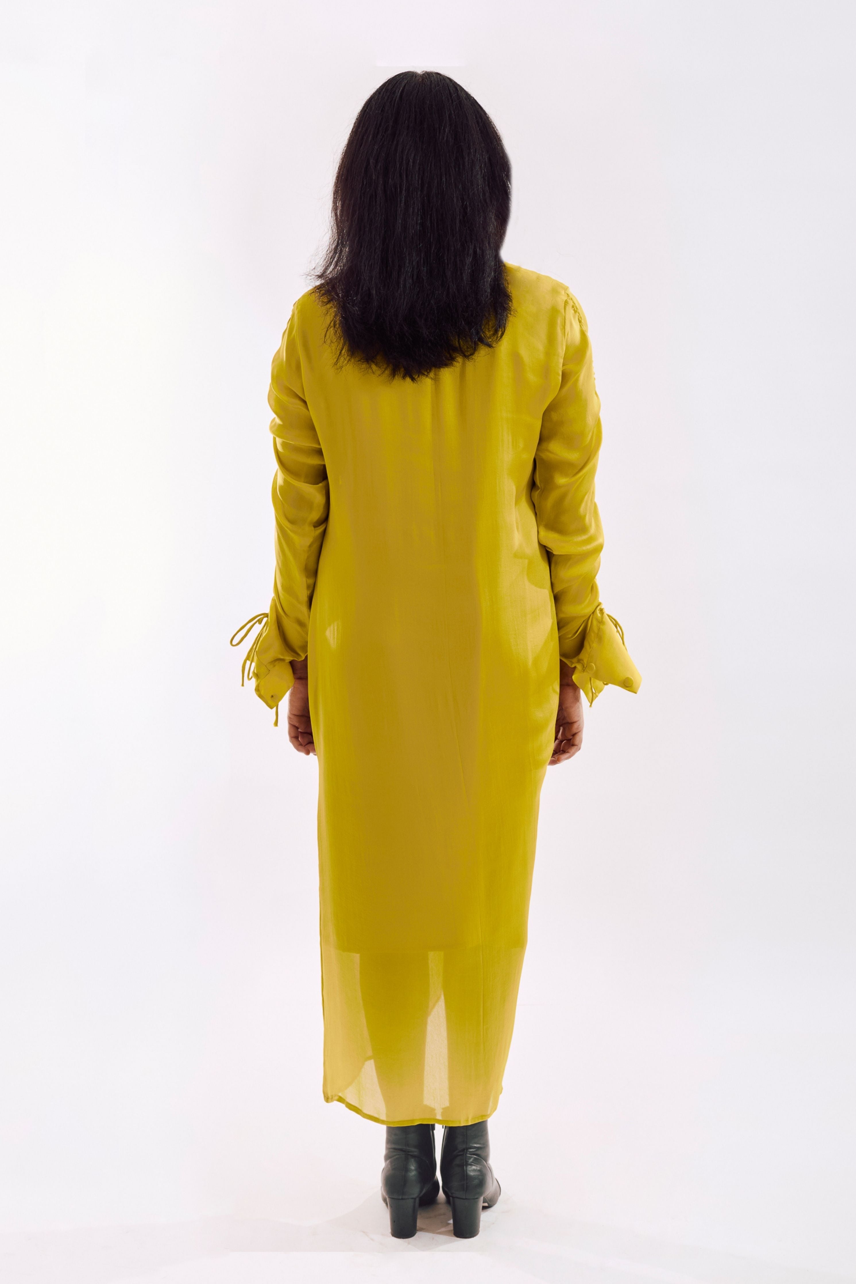 Lime Drapped Sequin Dress