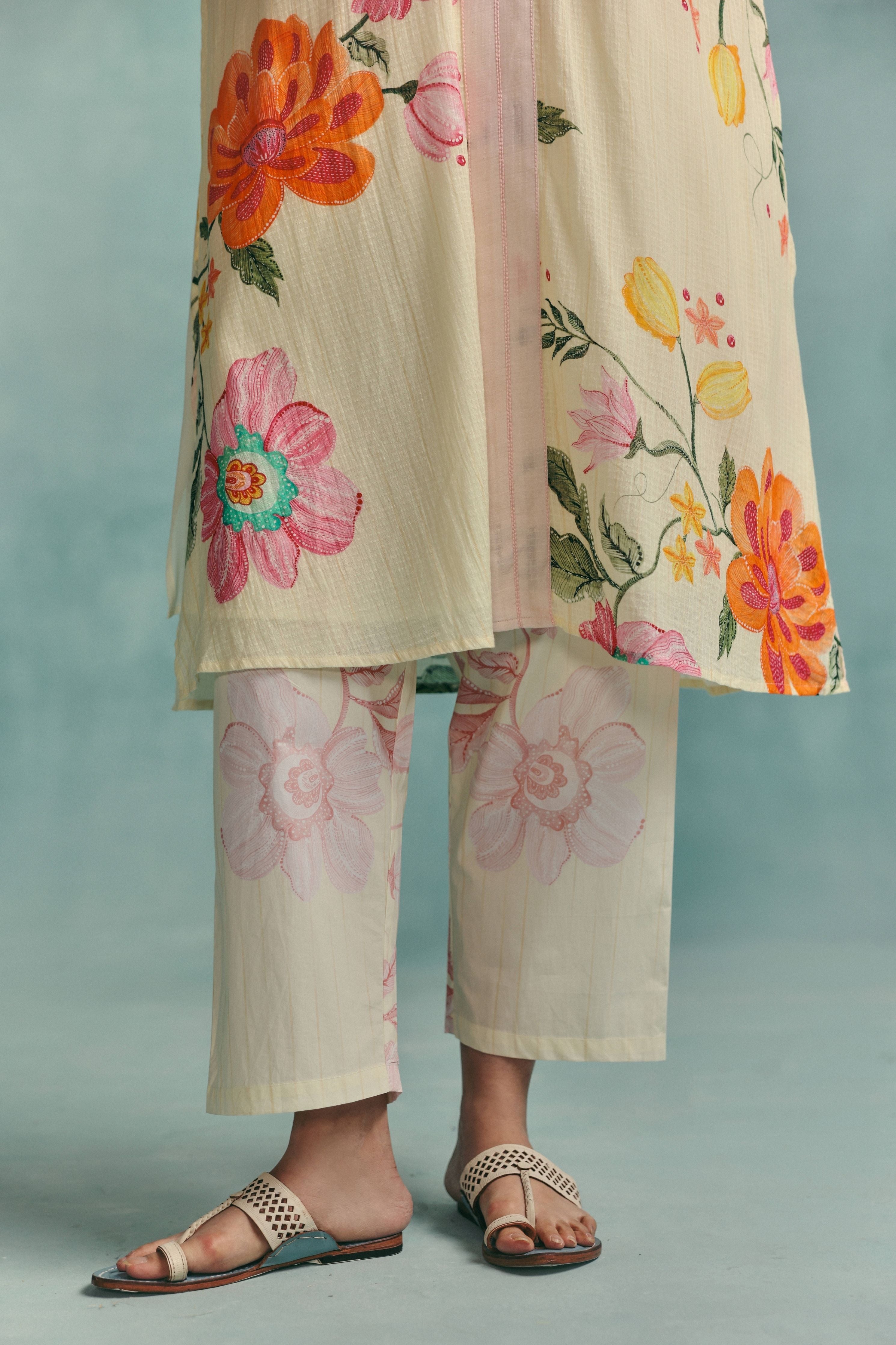 Dahlia Round Neck Kaftan Set Ecru