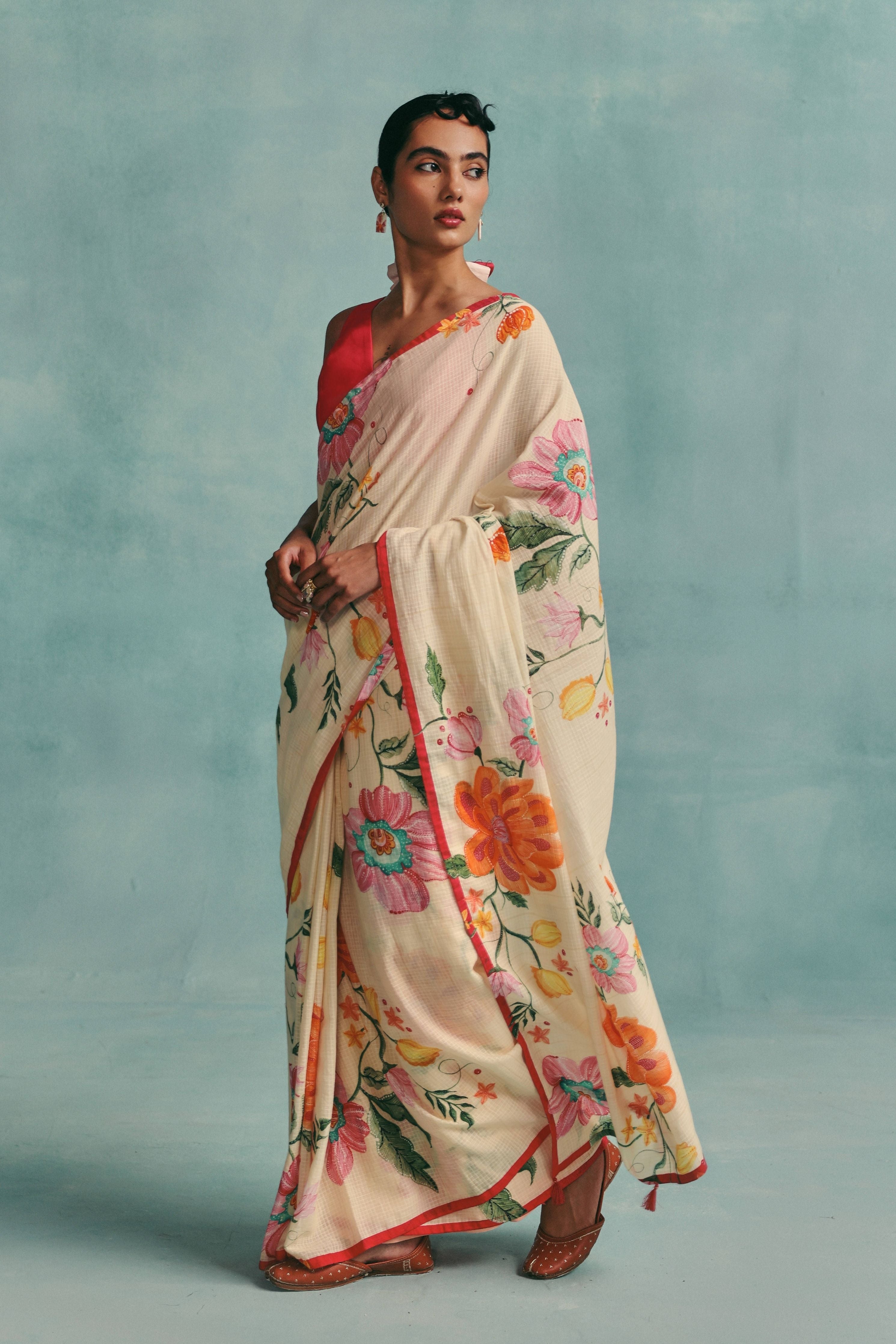 Dahlia Saree Ecru