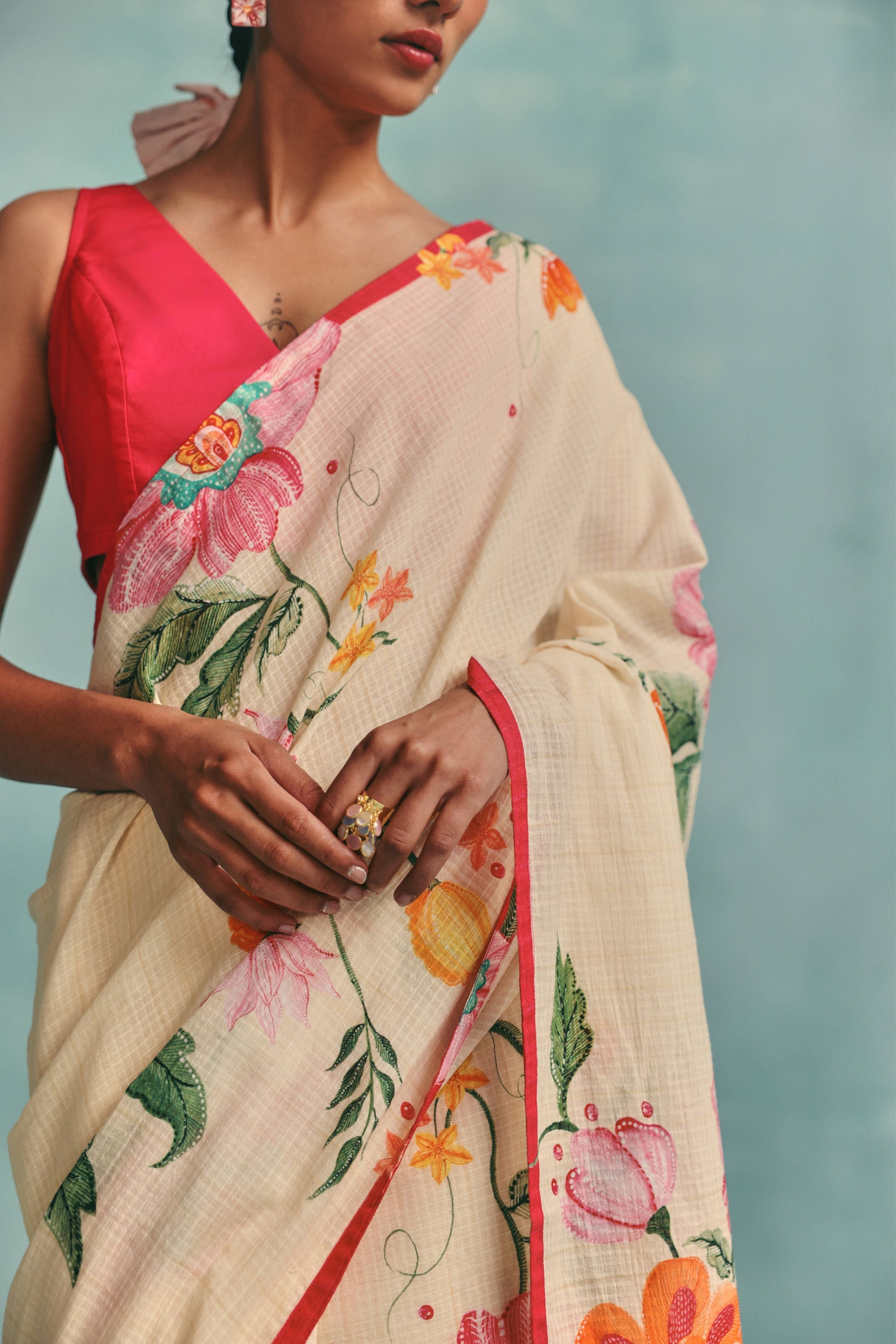 Dahlia Saree Ecru