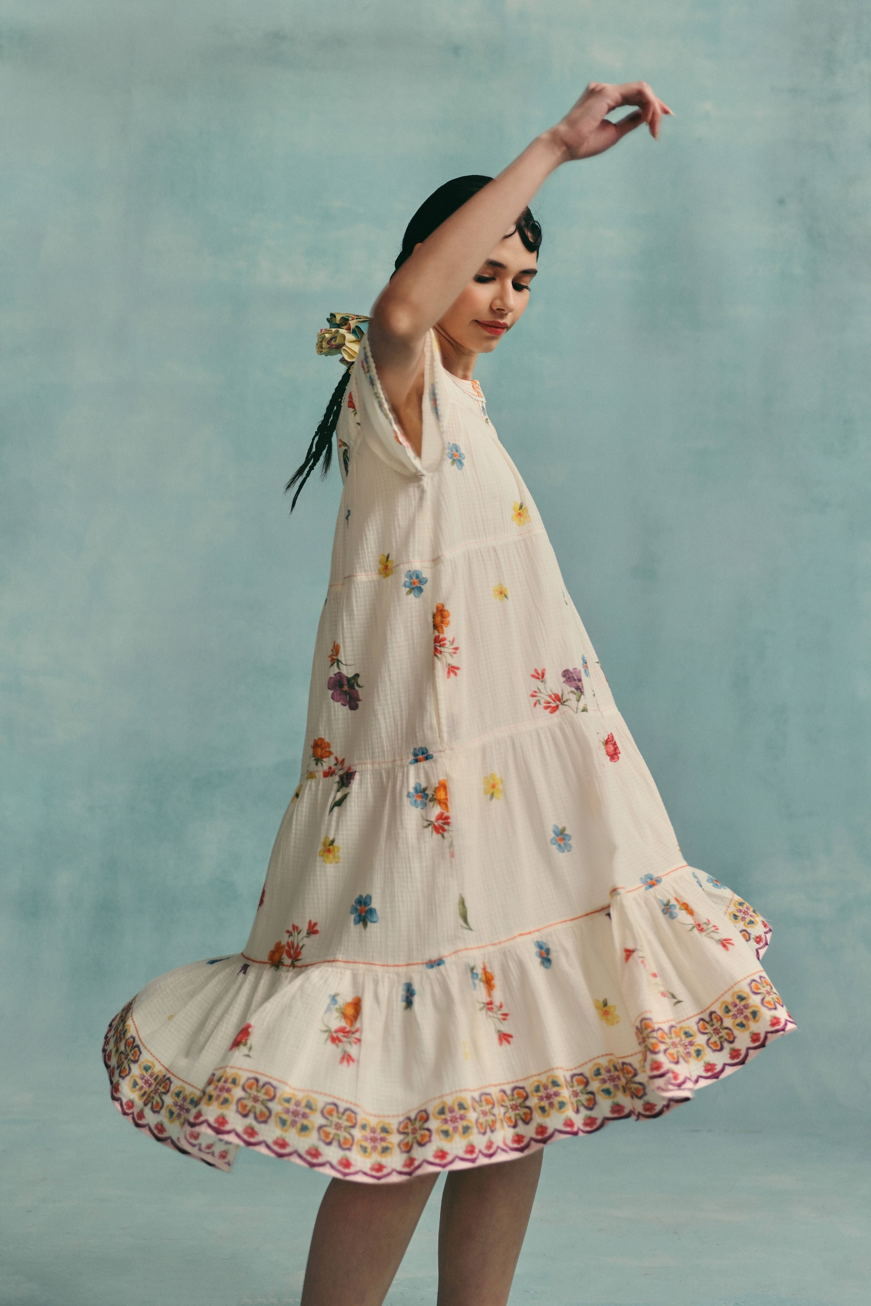 Daisy Tiered Dress Ecru