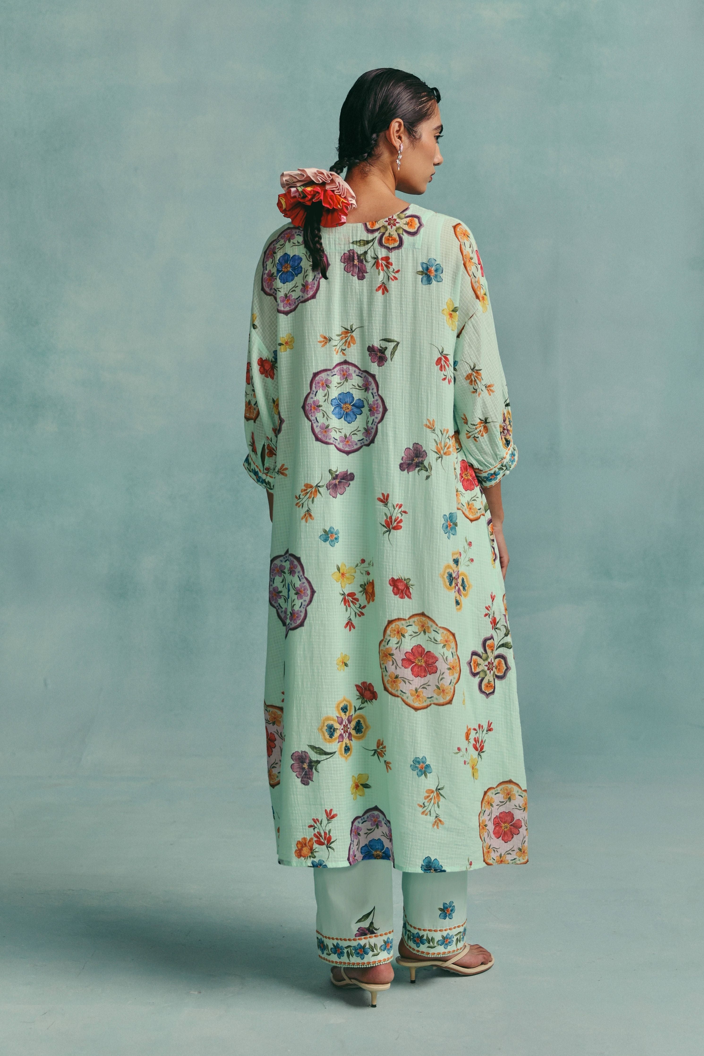 Daisy Vneck Kaftan Set Blue