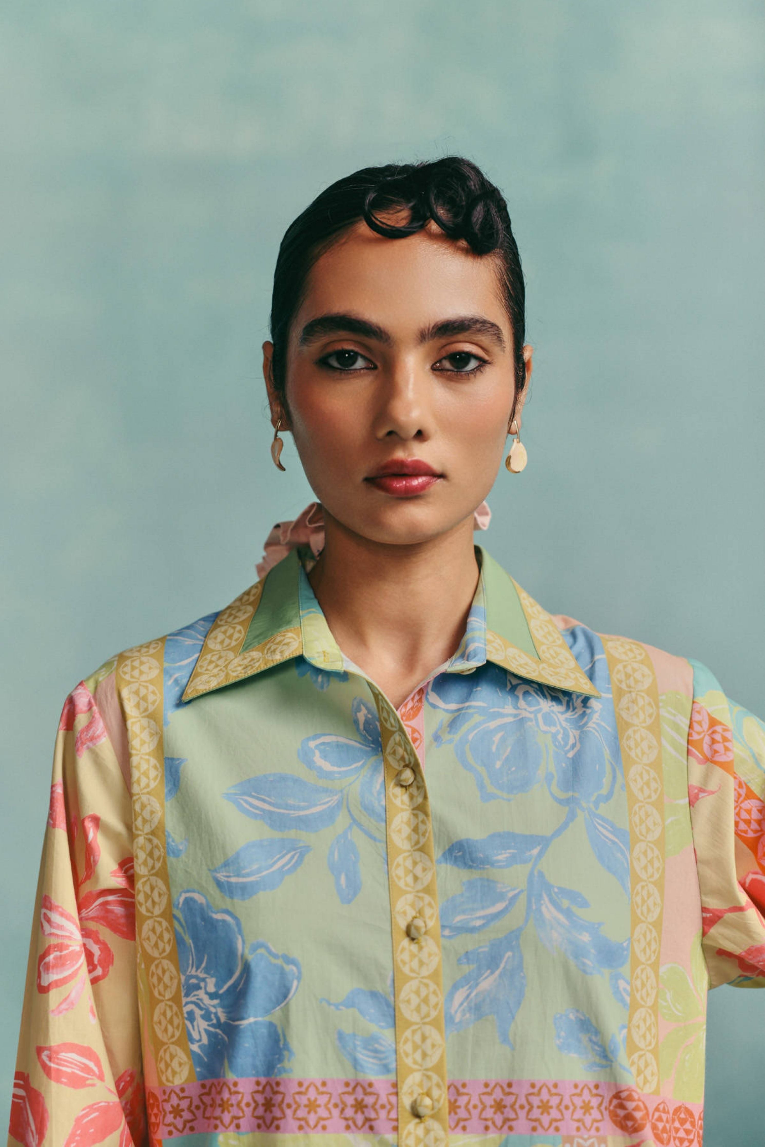 Patchwork Collared Kurta Set