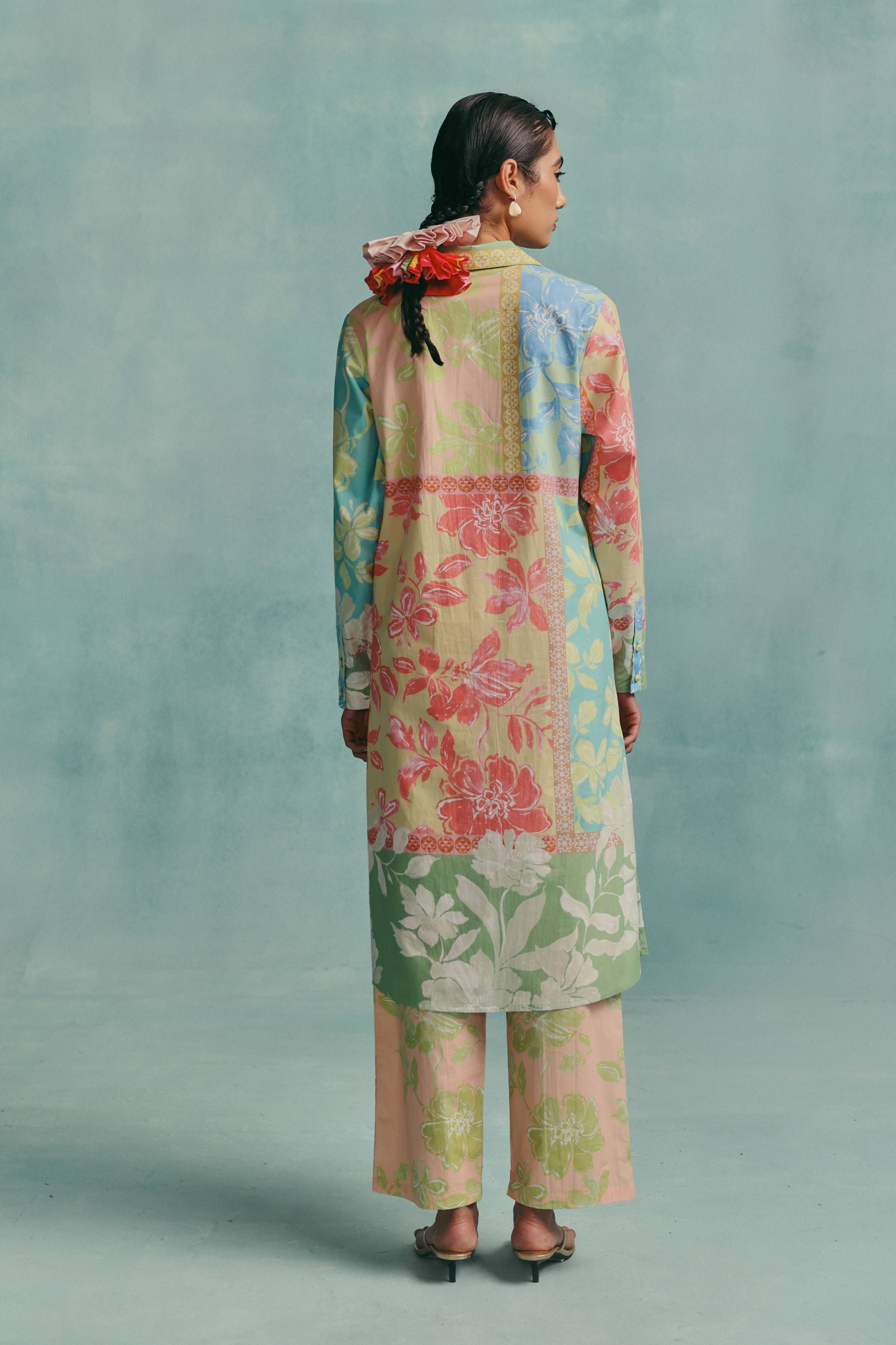 Patchwork Collared Kurta Set