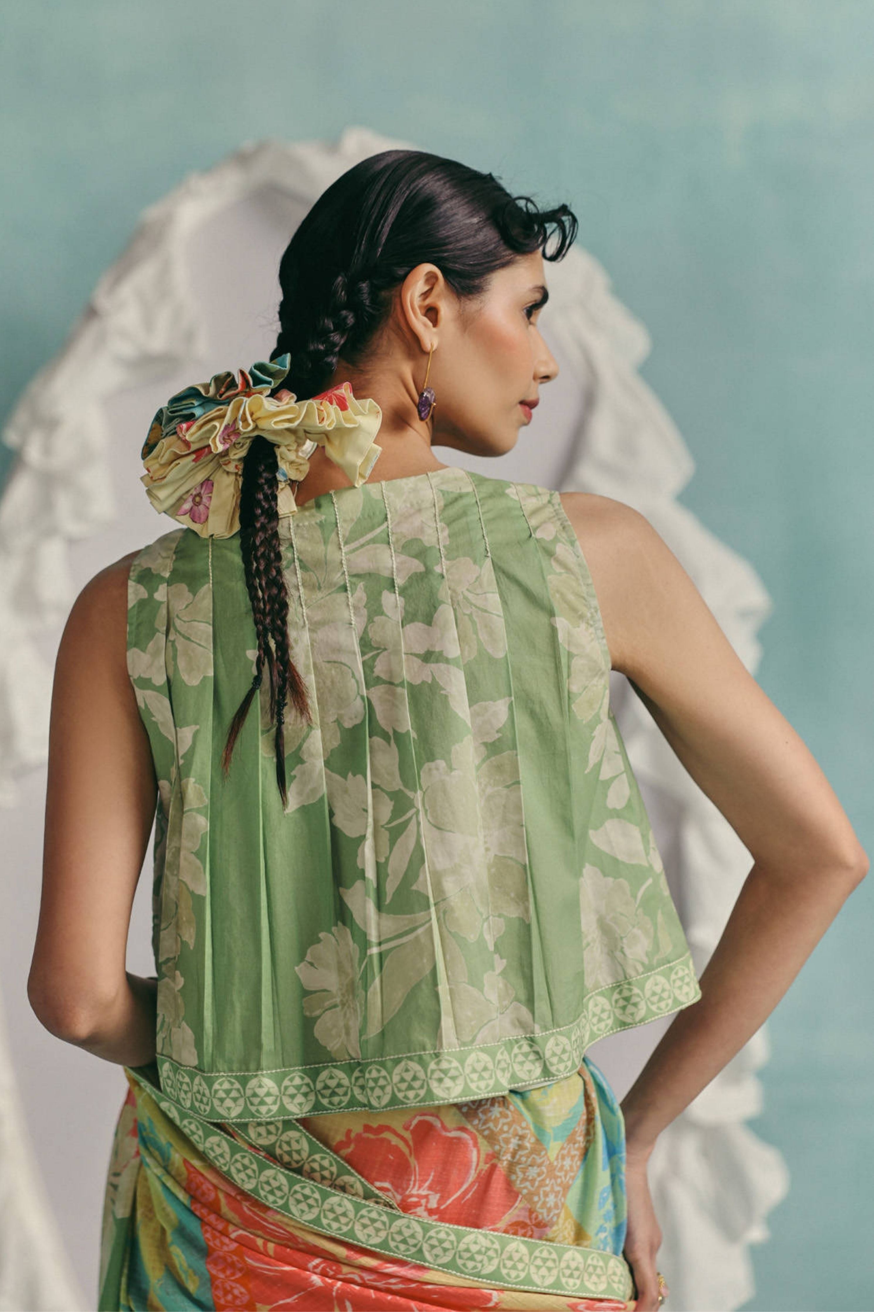 Patchwork Sleeveless Blouse Mint