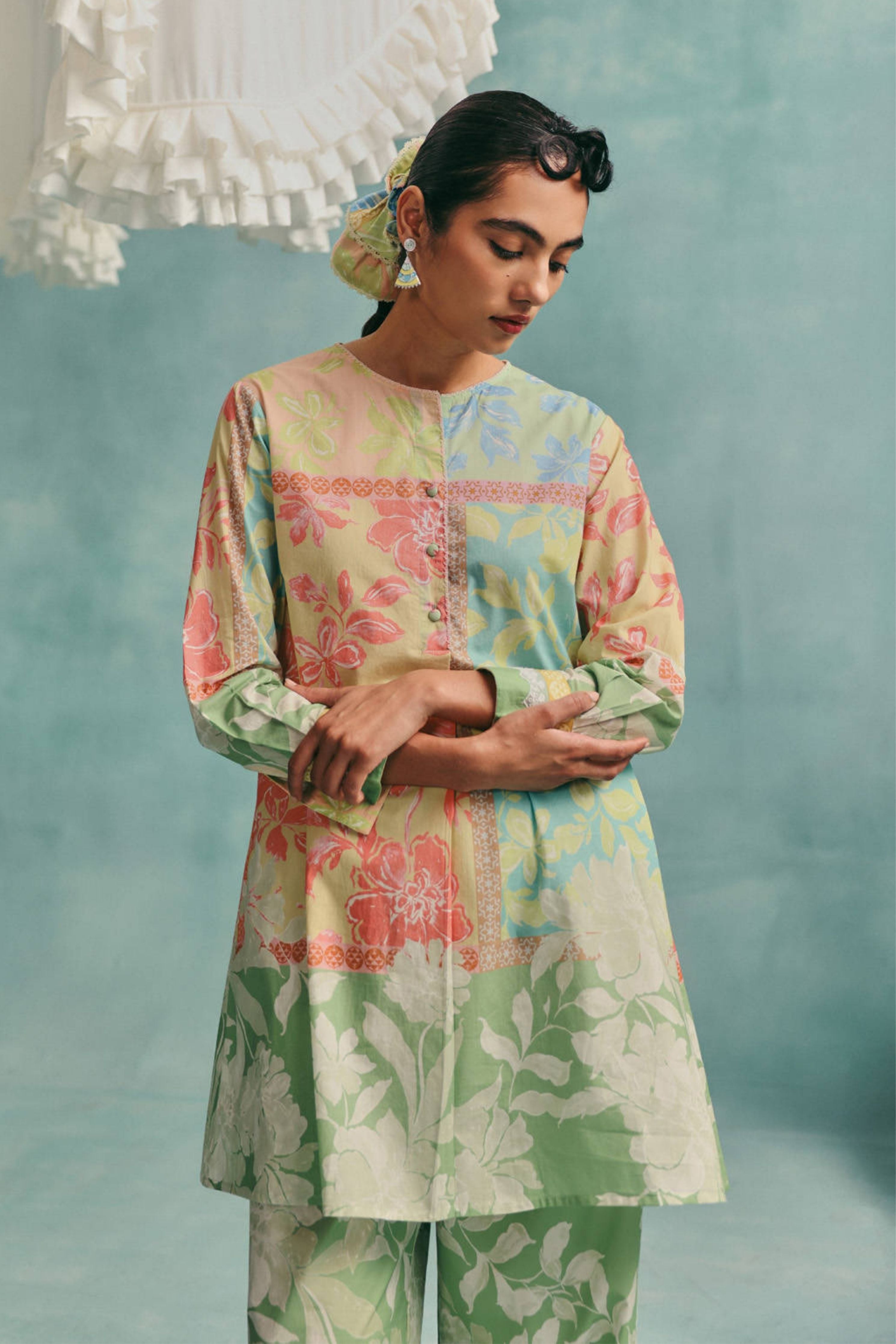 Patchwork Shirt Kurta Set