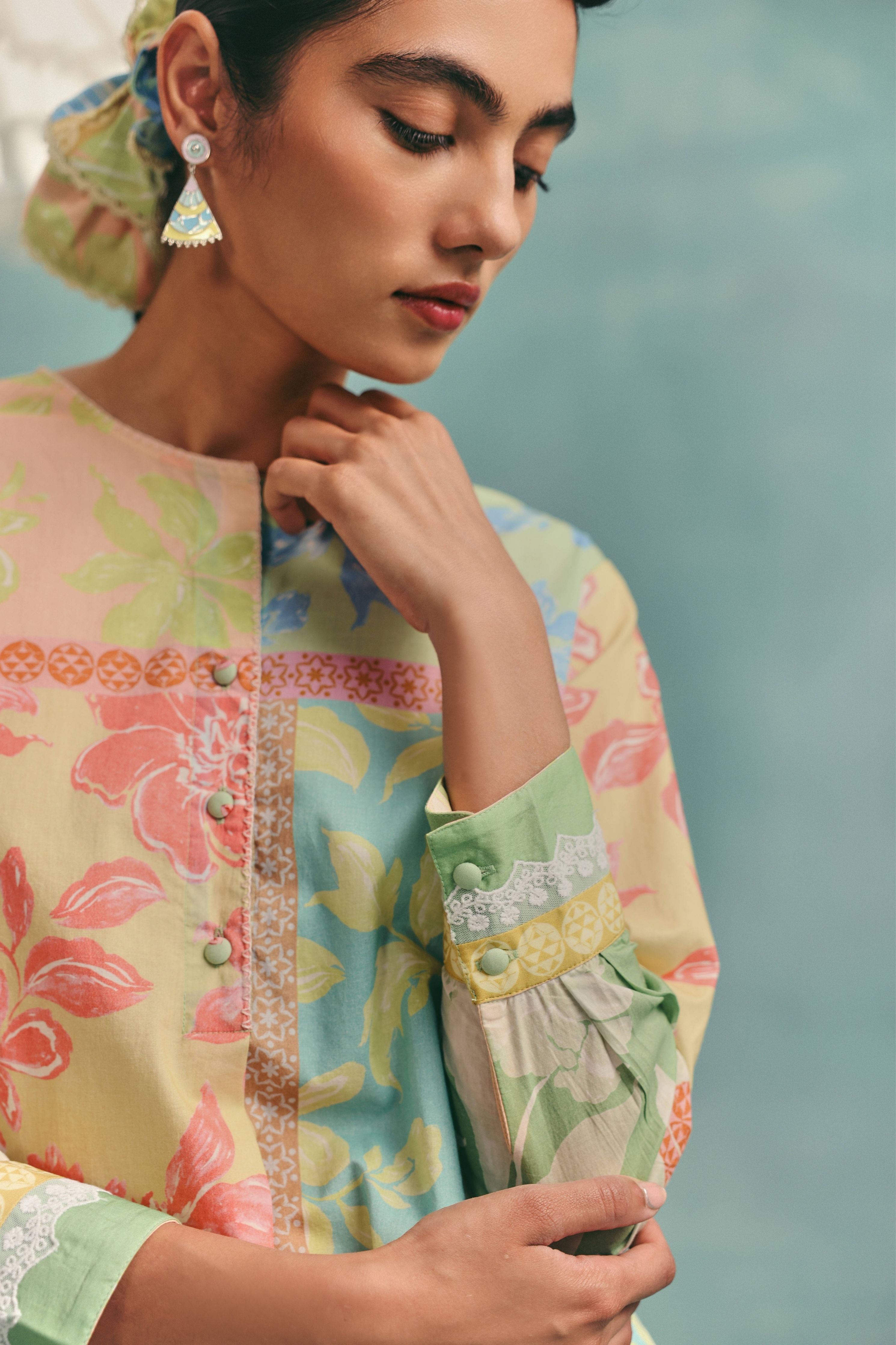 Patchwork Shirt Kurta Set