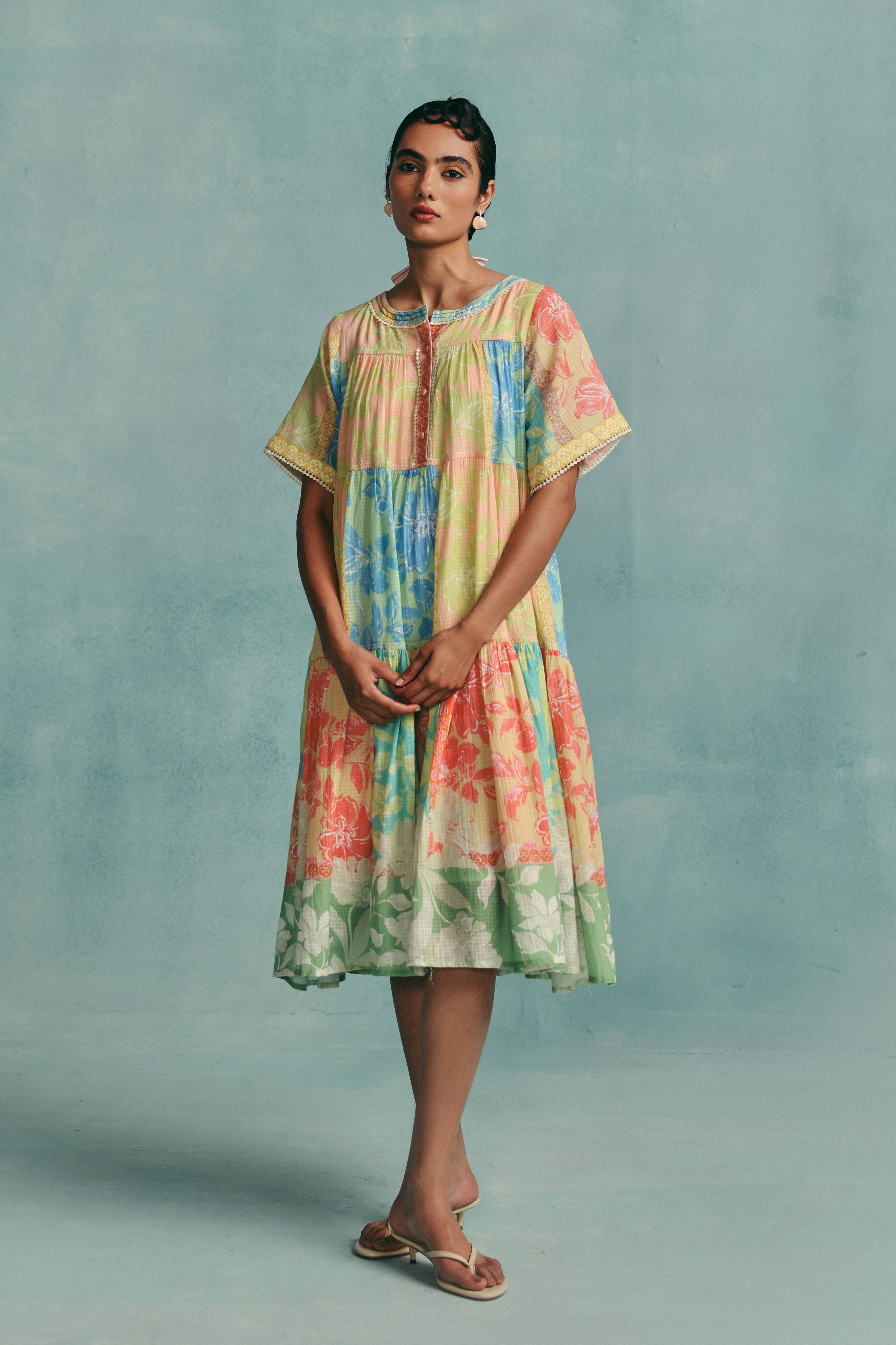 Patchwork Tiered Dress