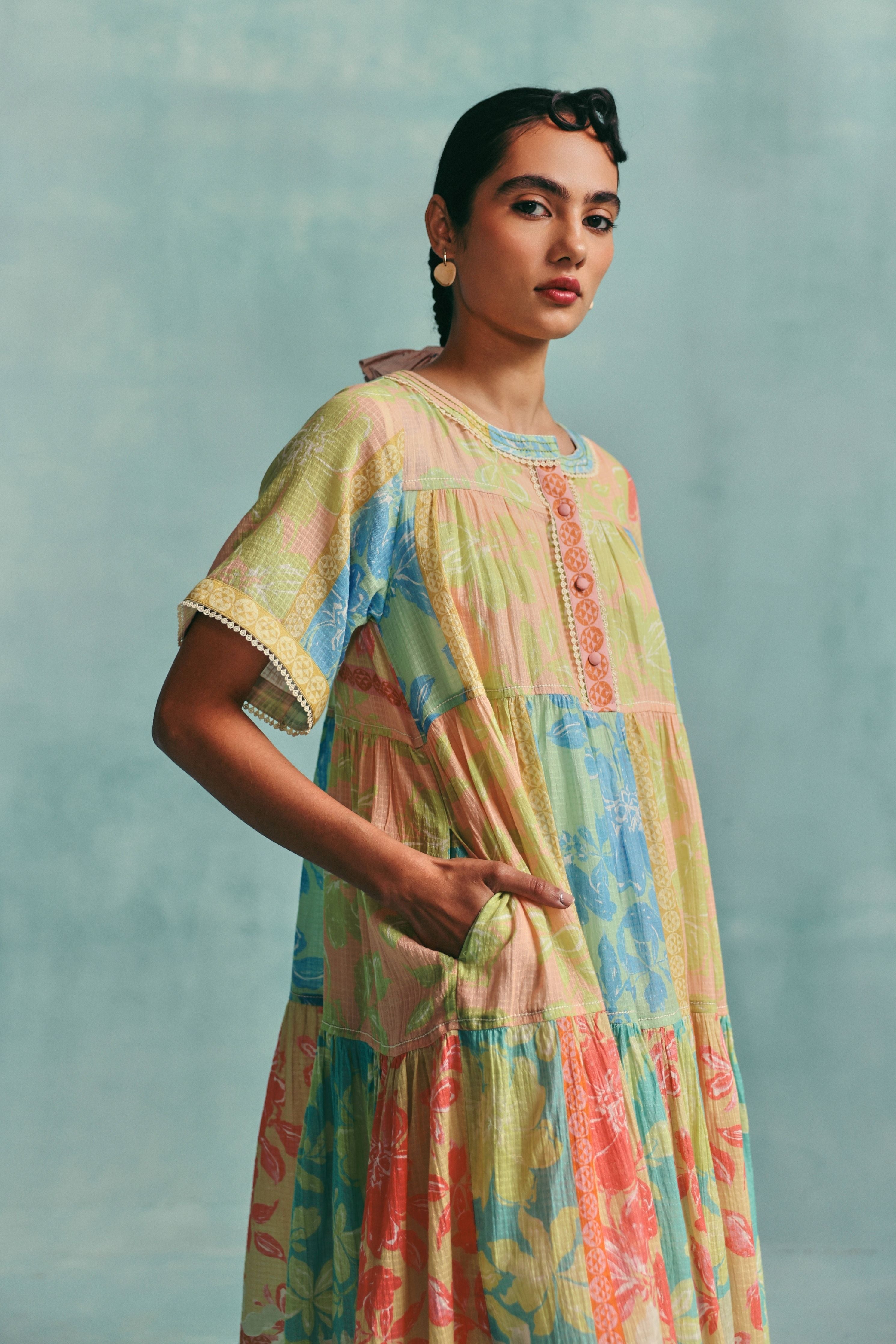 Patchwork Tiered Dress