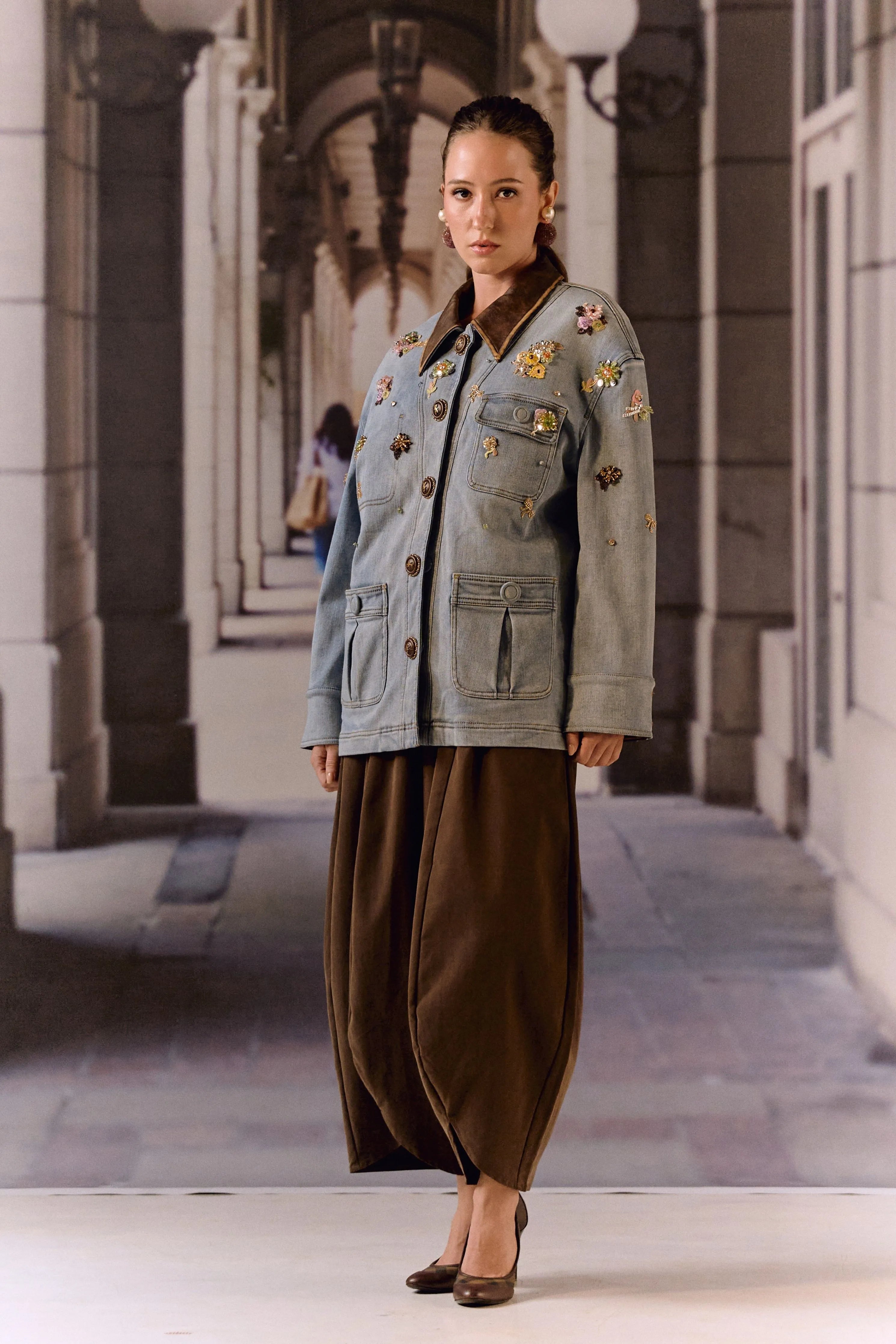 Embellished Utility Denim Jacket