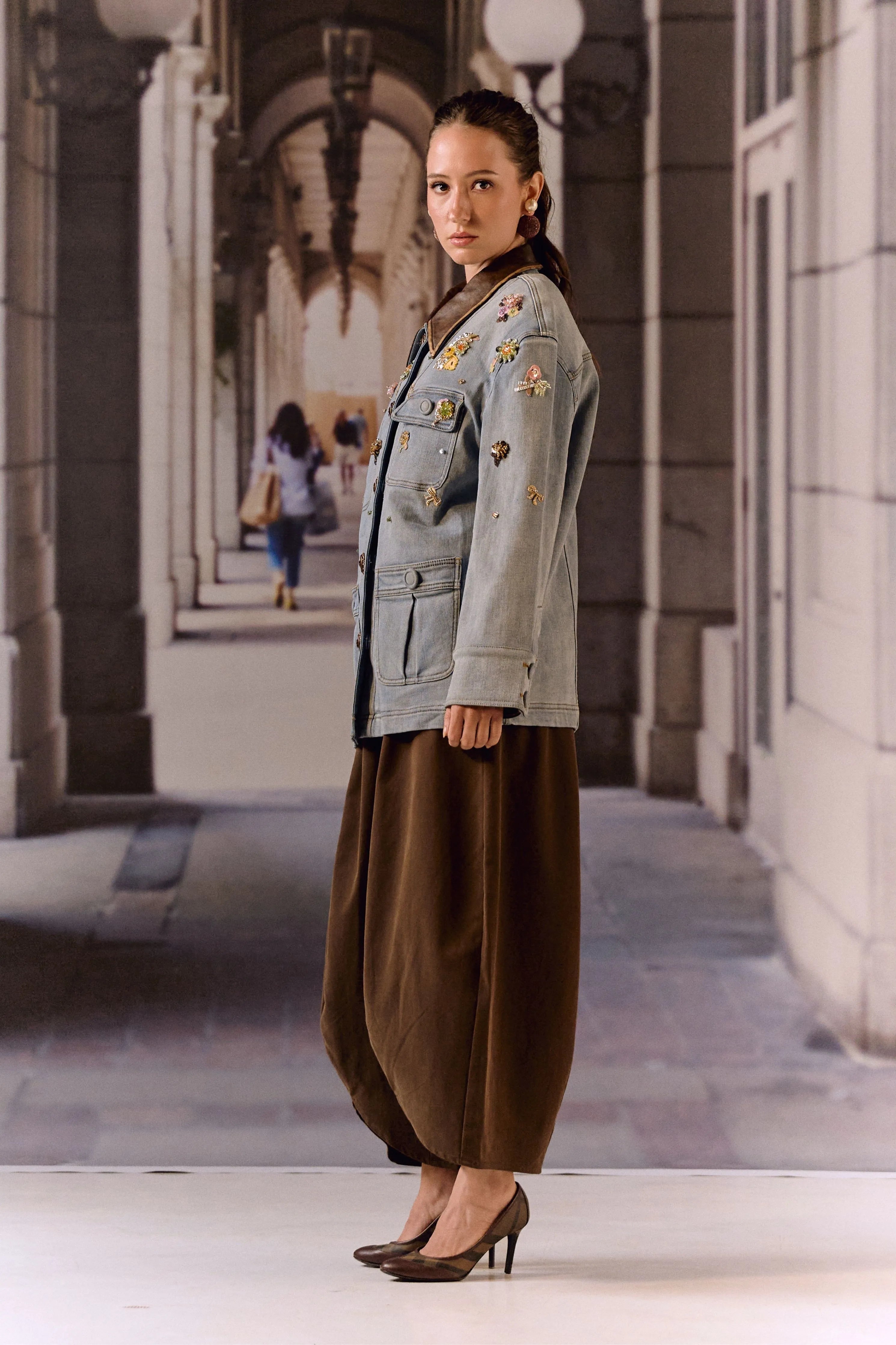 Embellished Utility Denim Jacket