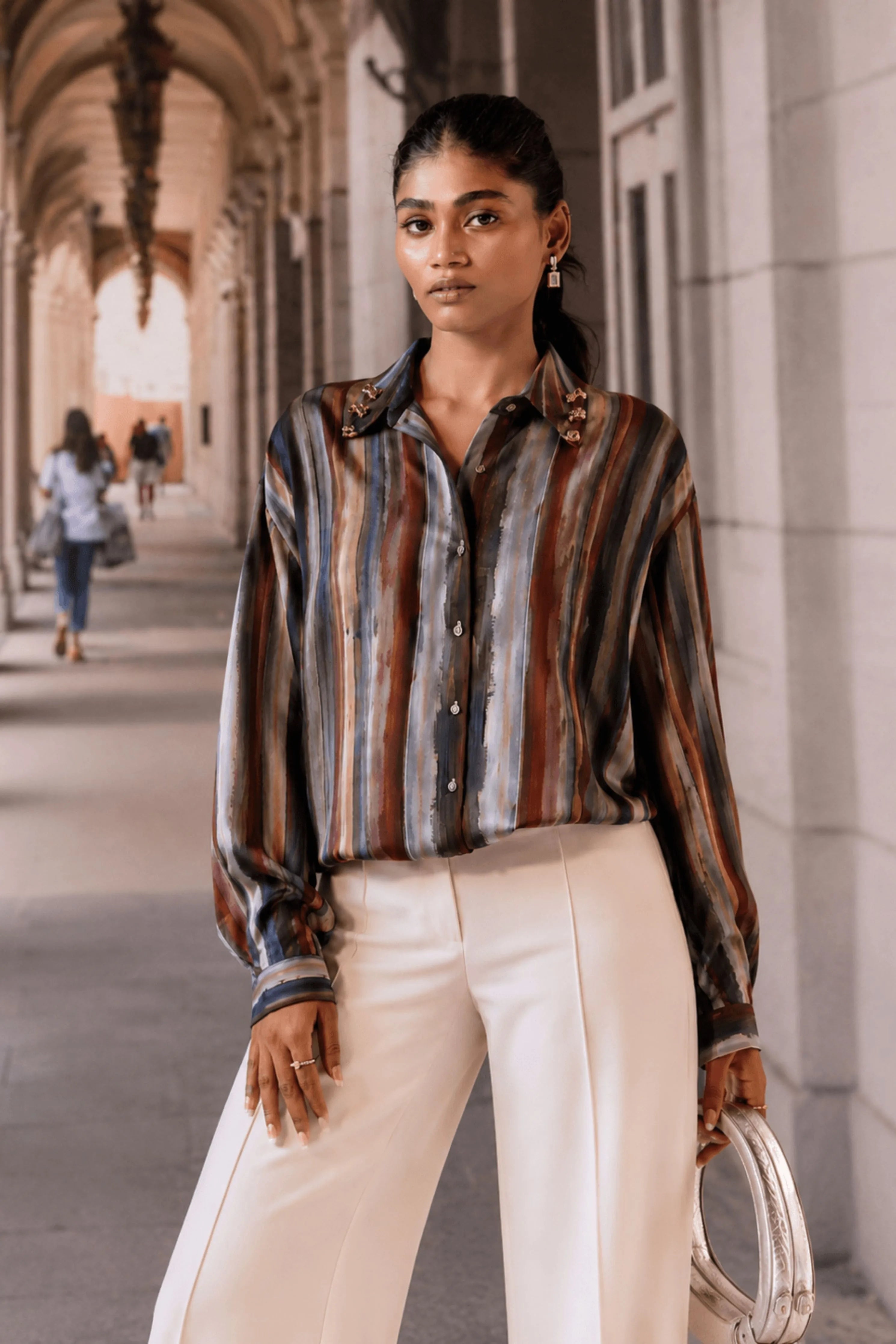Striped Silk Crepe Shirt
