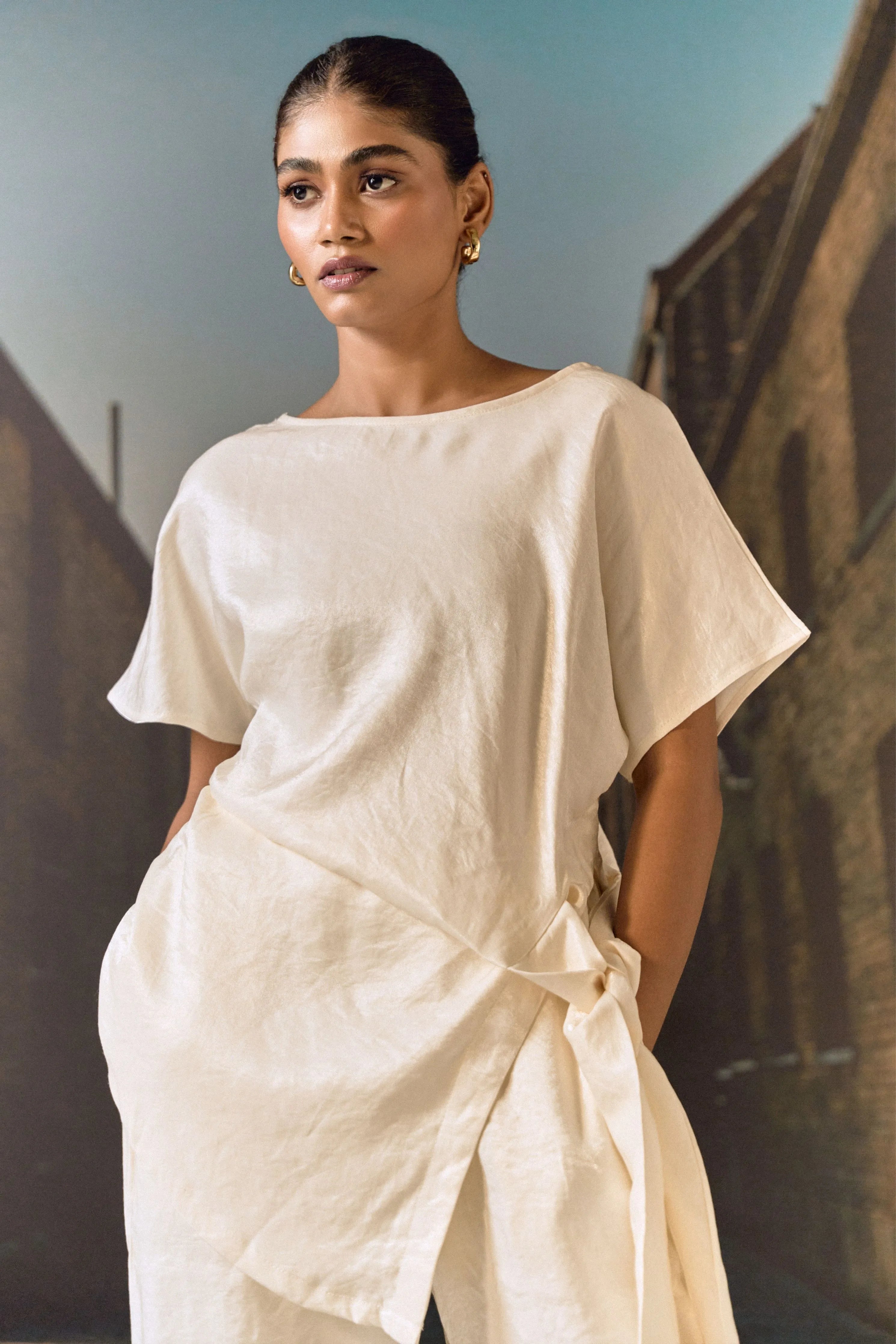 Ecru Draped Co-Ord Set