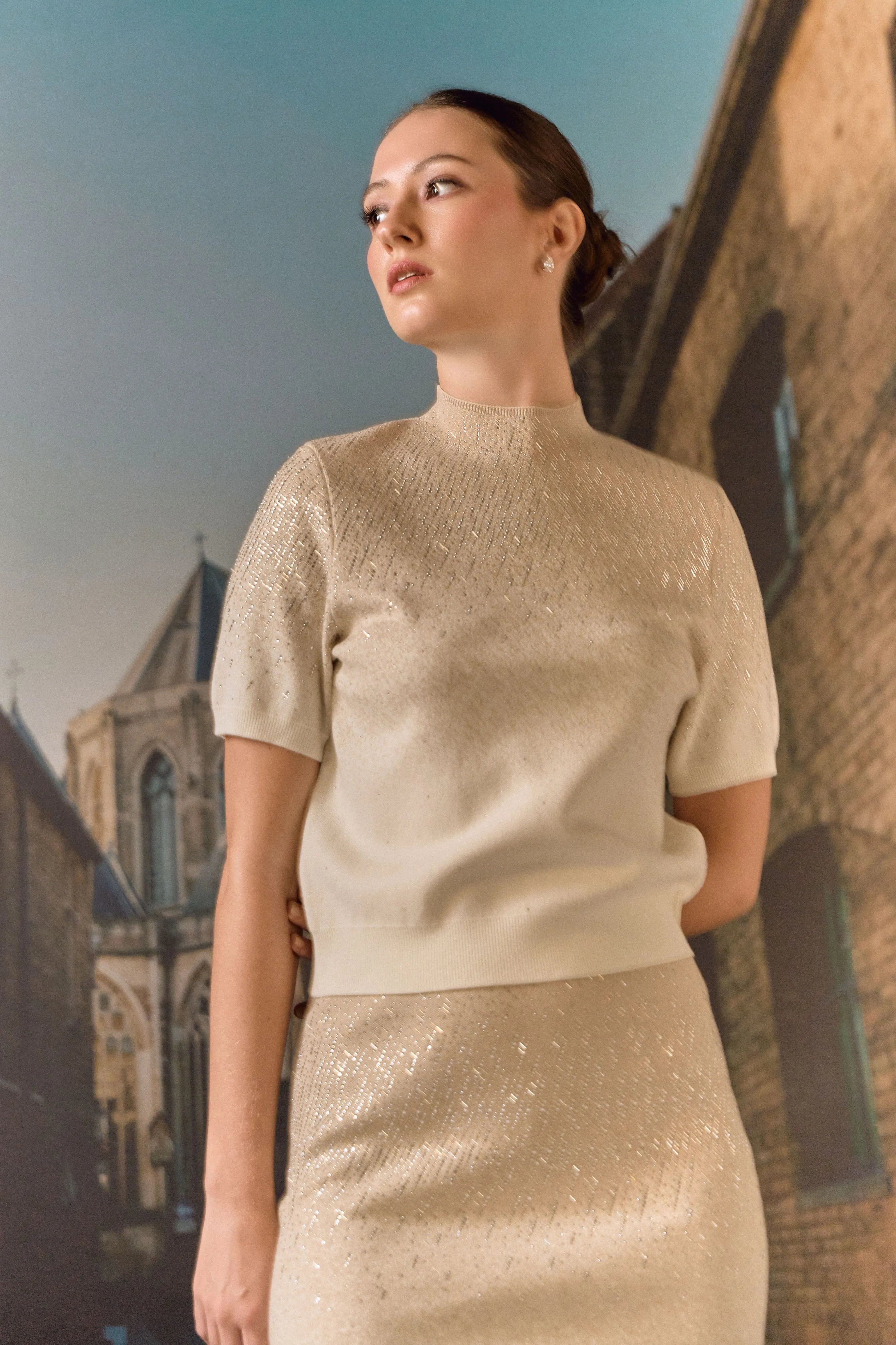 Swarovski Cashmere Co-Ord Set- Ecru