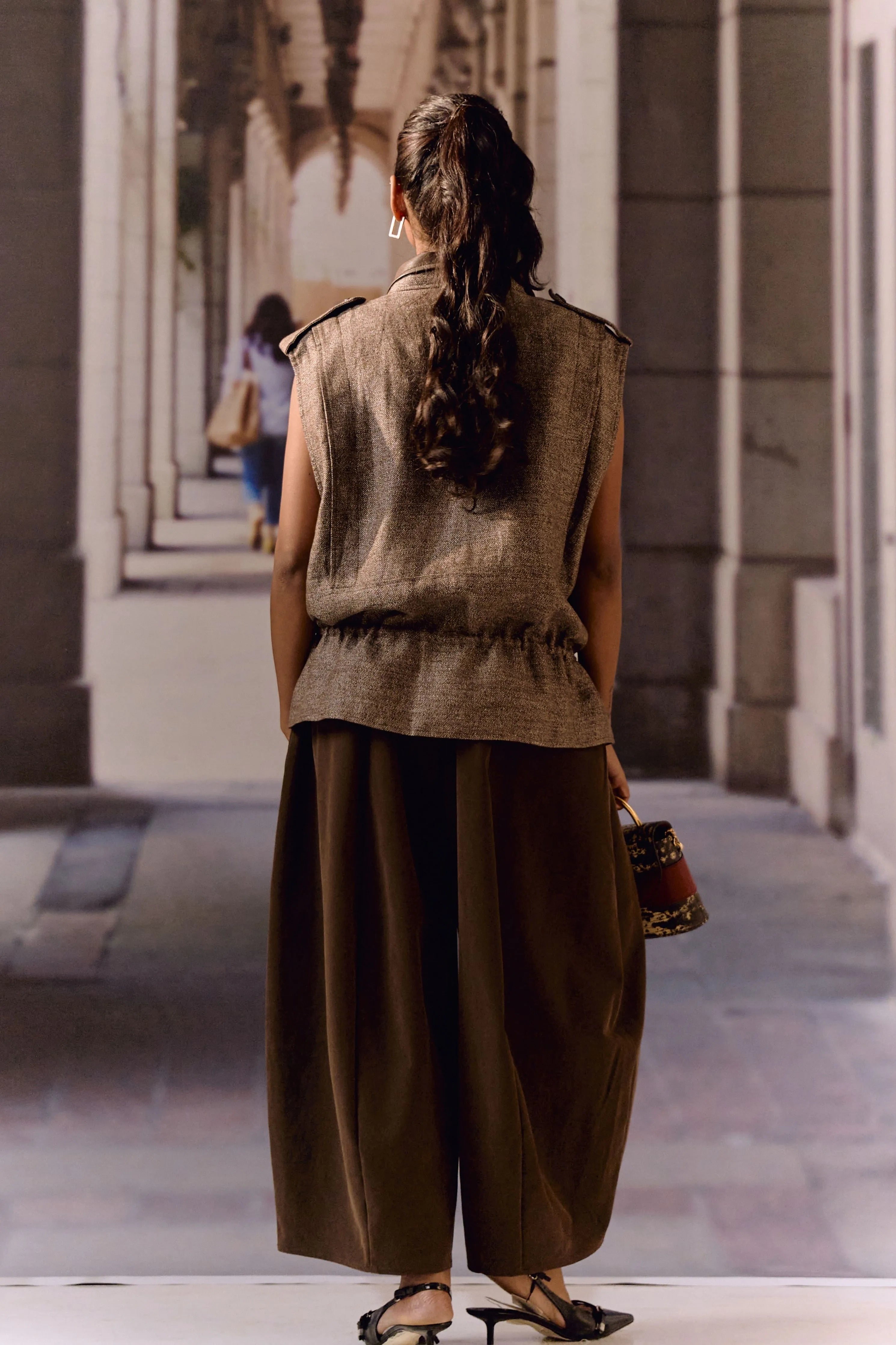 Choco twill barrel pants