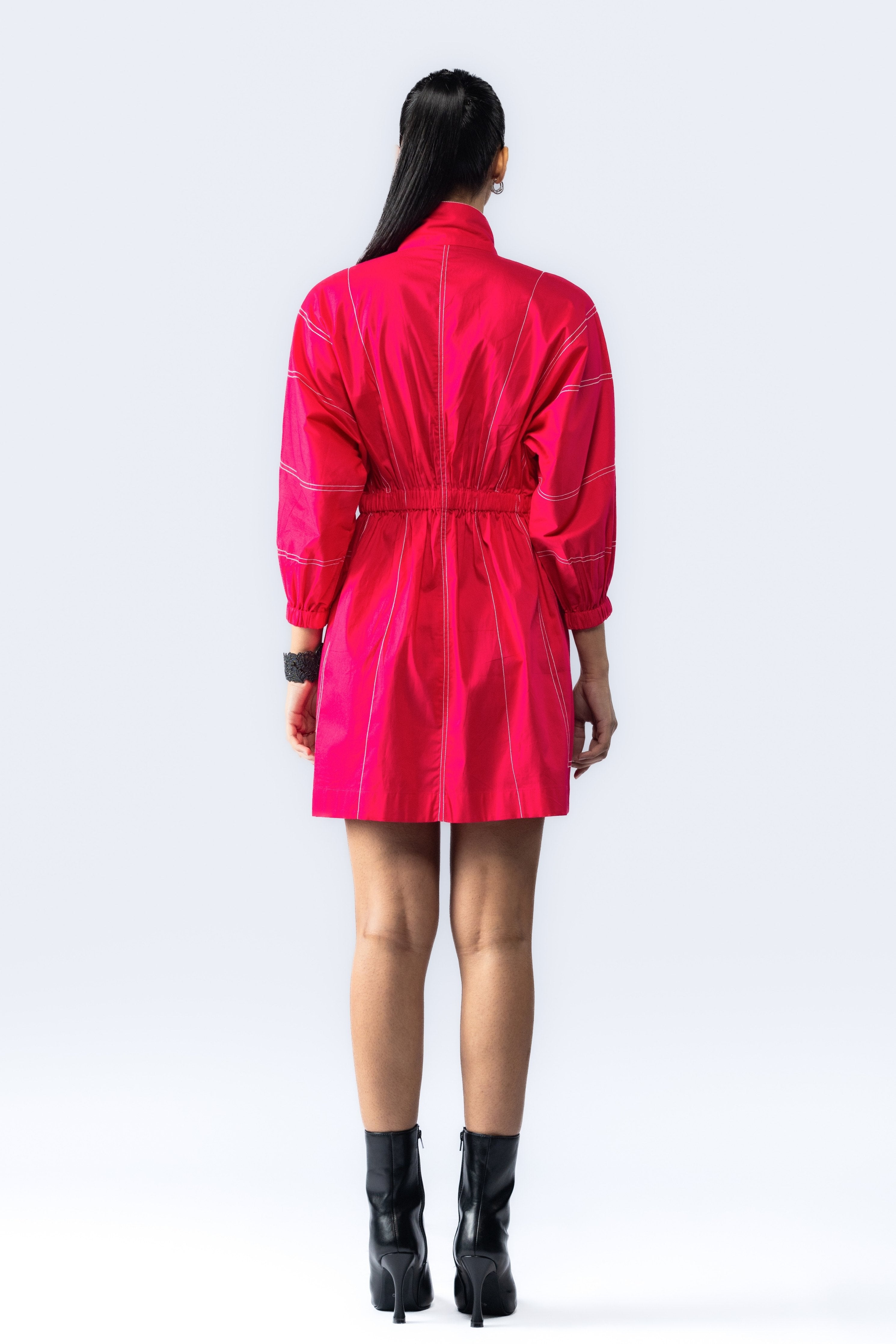 Magenta Embroidered Logo Dress