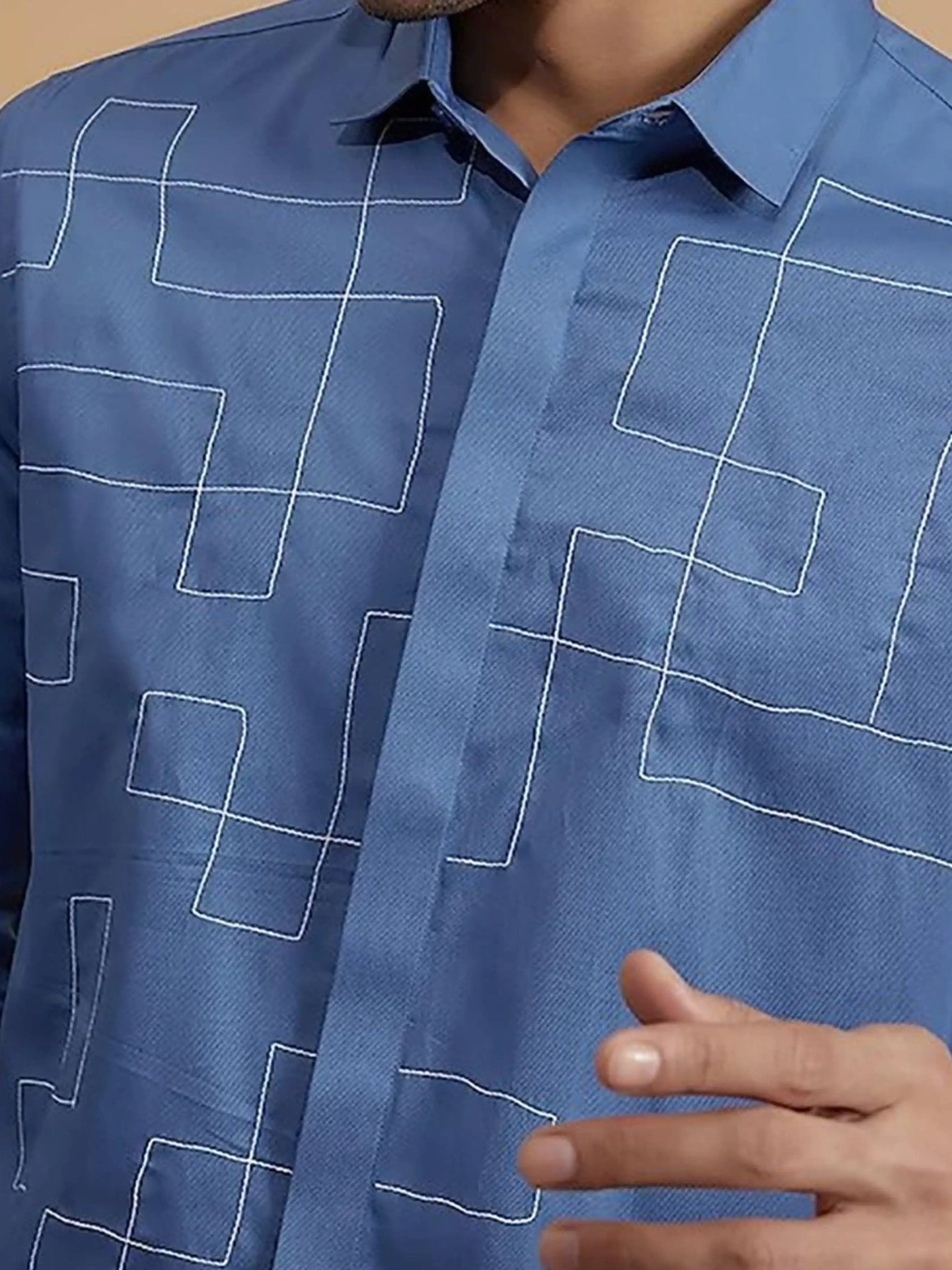 Embroidered Blue Shirt