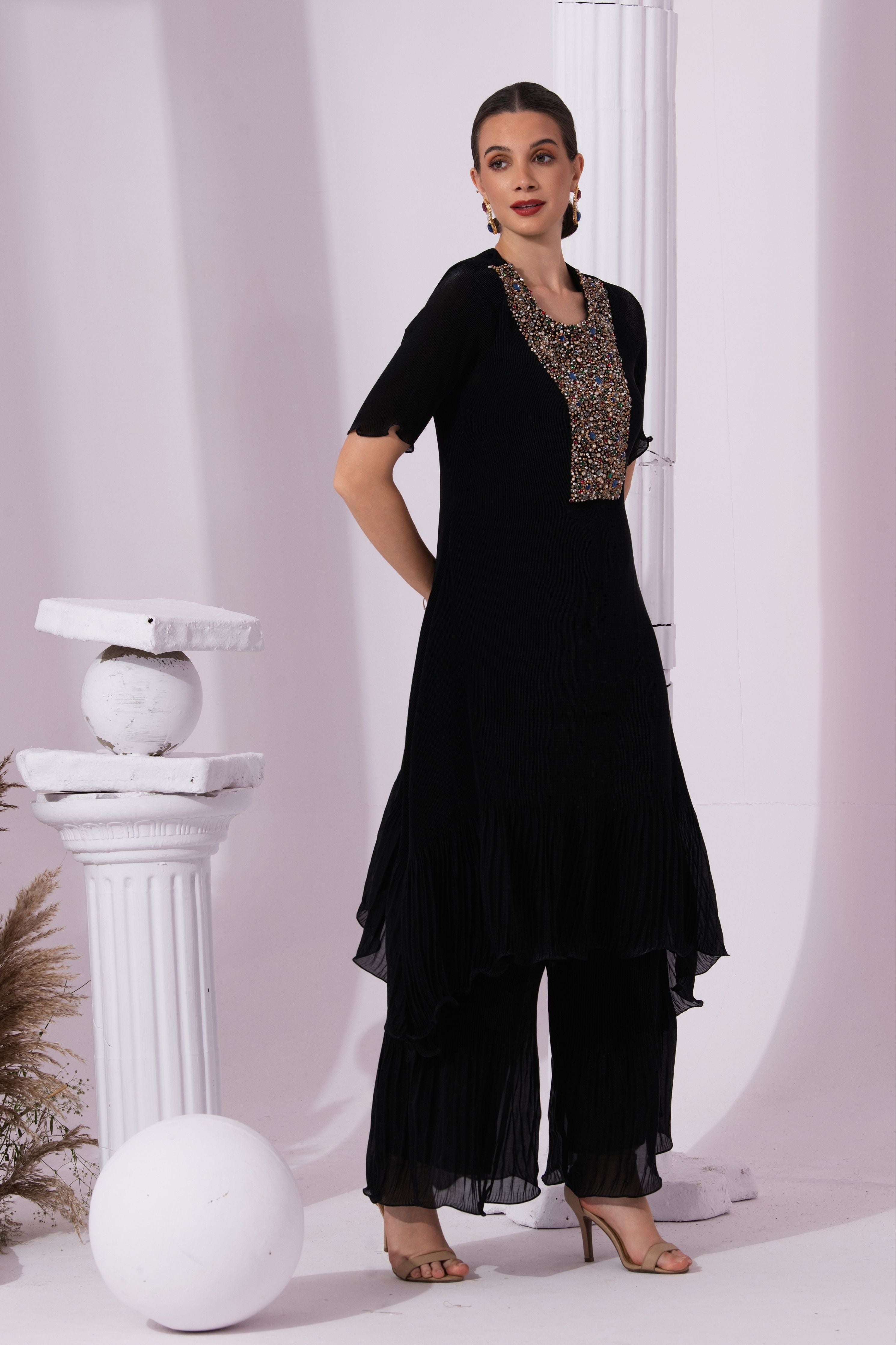 Metalic Black Kurta Set