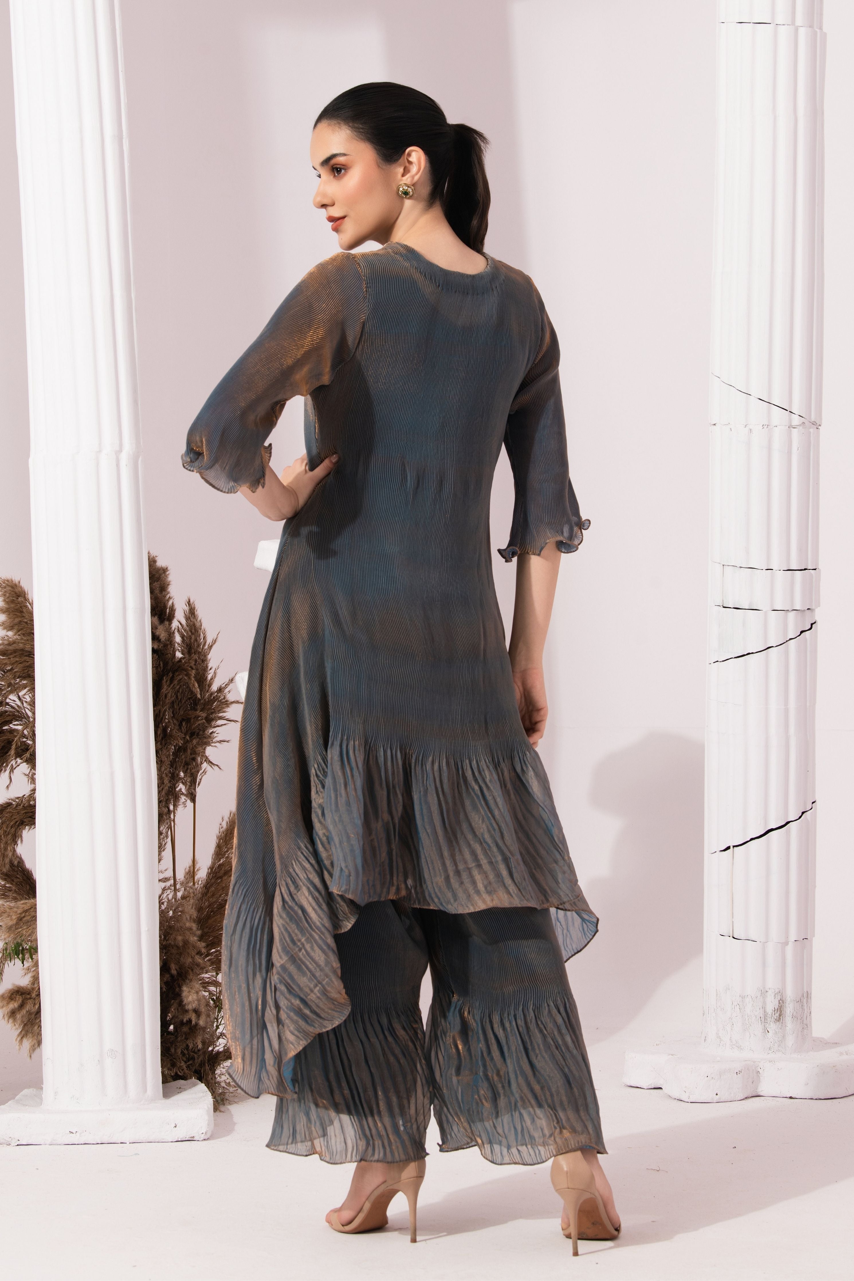 Metalic Steel Blue Suit