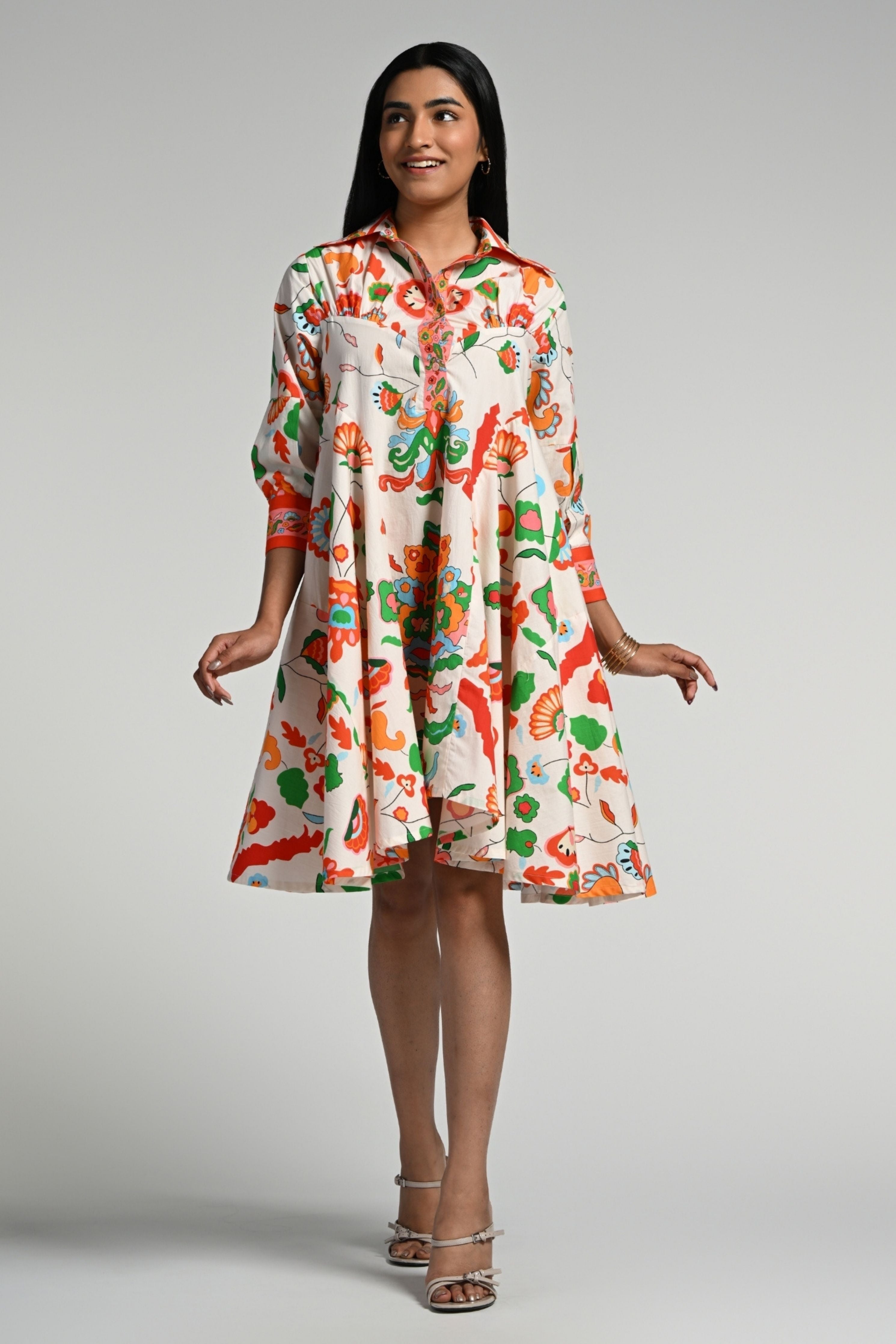 Floral Utopia Cotton Midi Dress