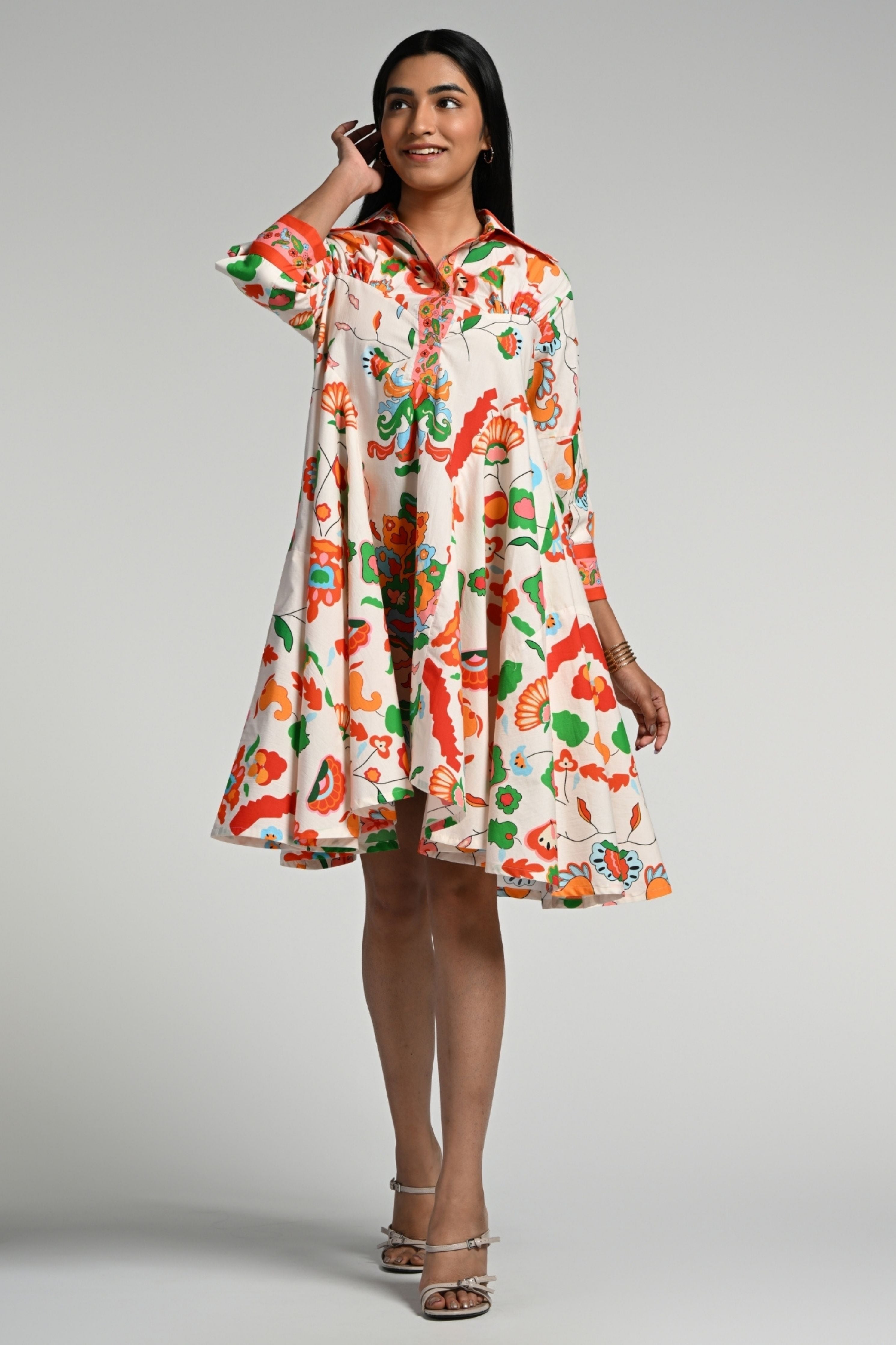 Floral Utopia Cotton Midi Dress