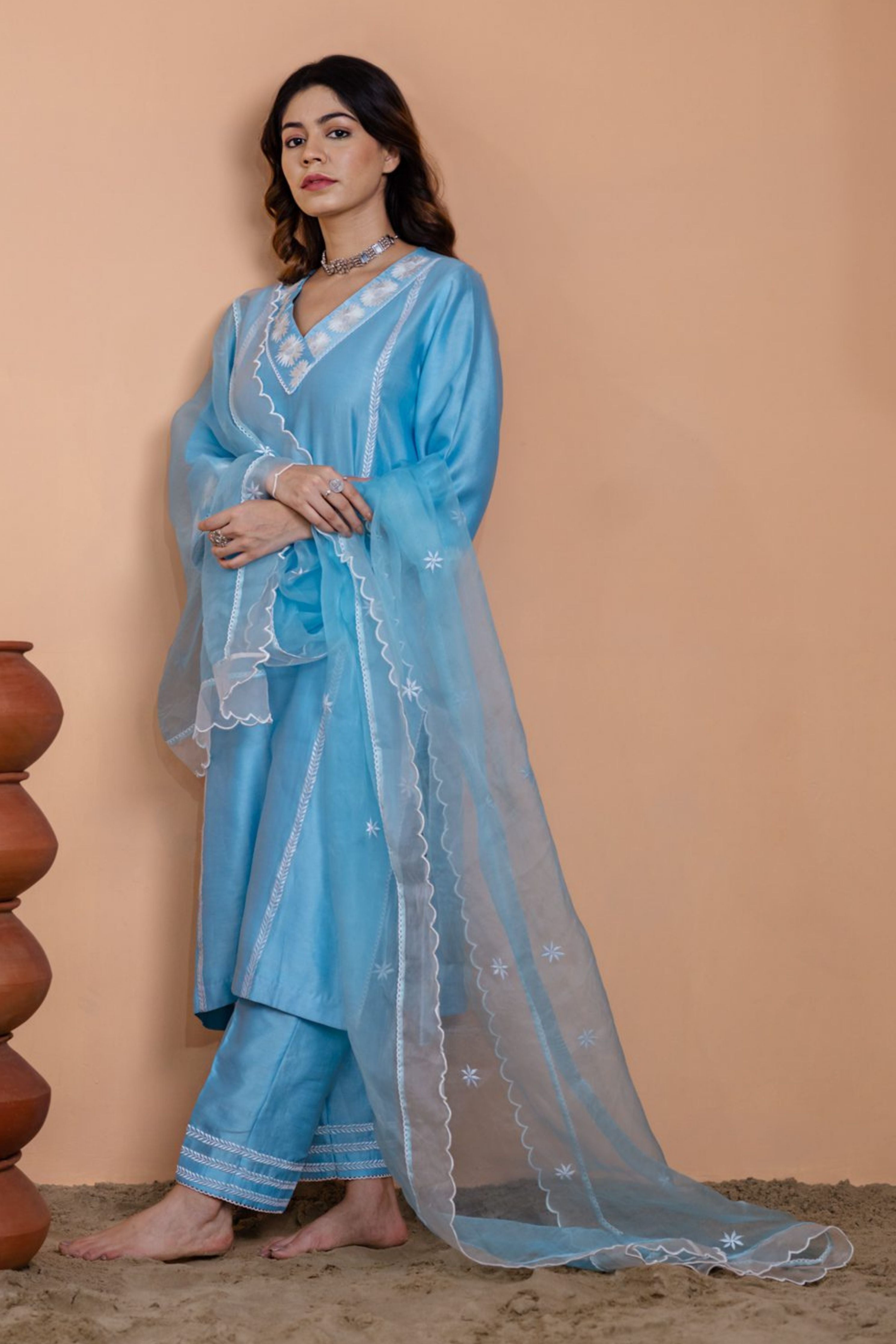 Blue Straight Kurta Set