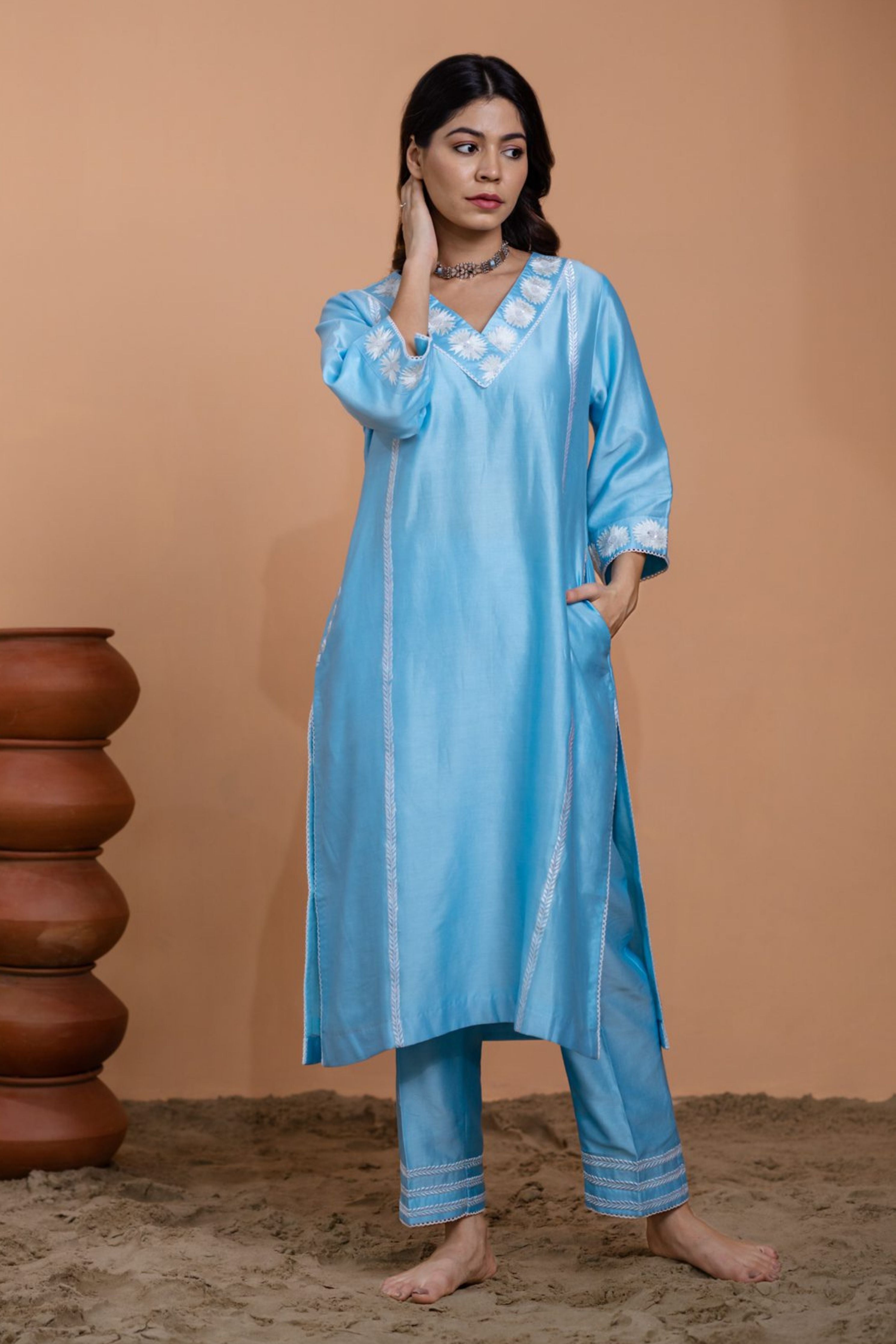Blue Straight Kurta Set