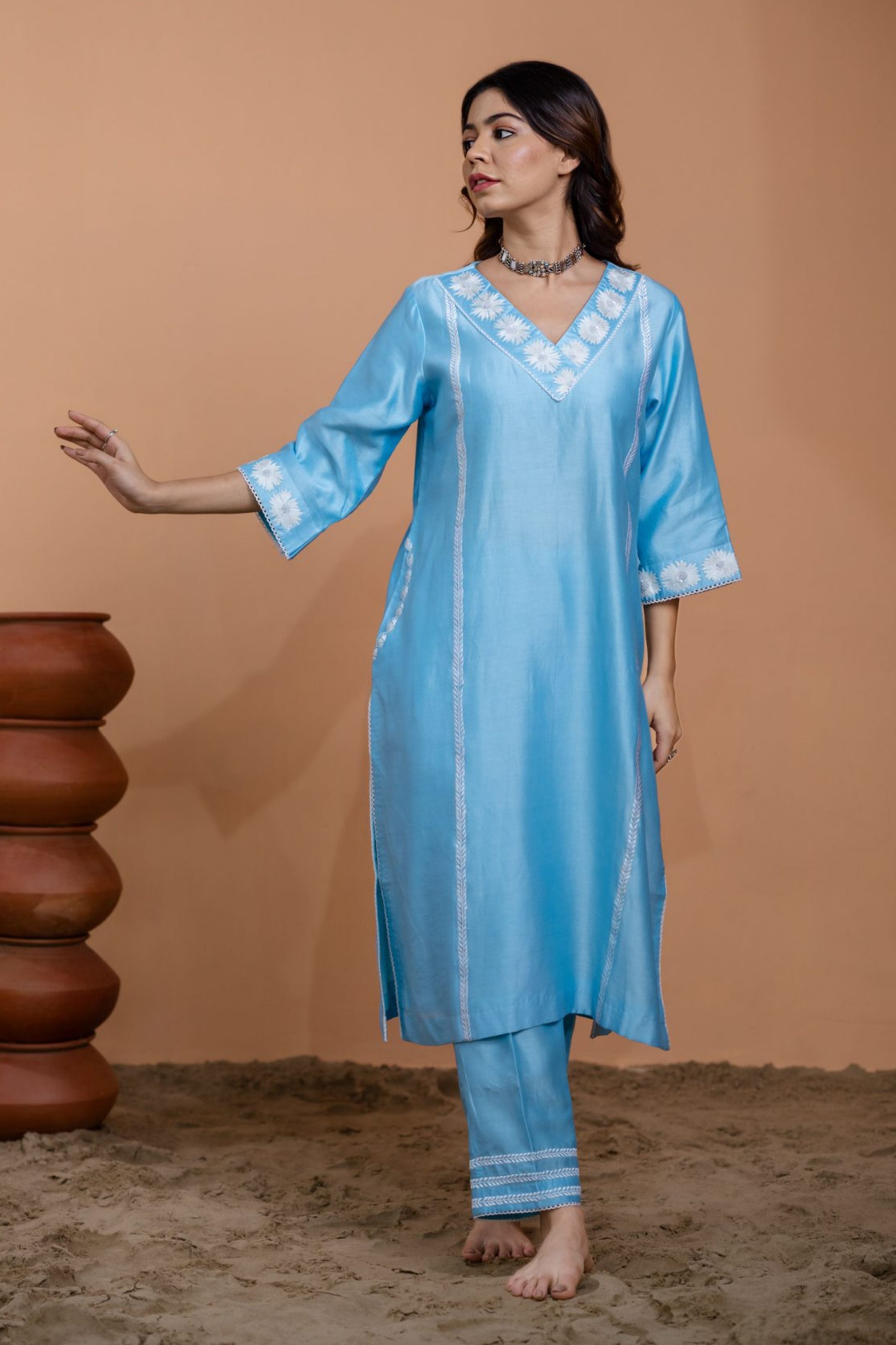 Blue Straight Kurta Set