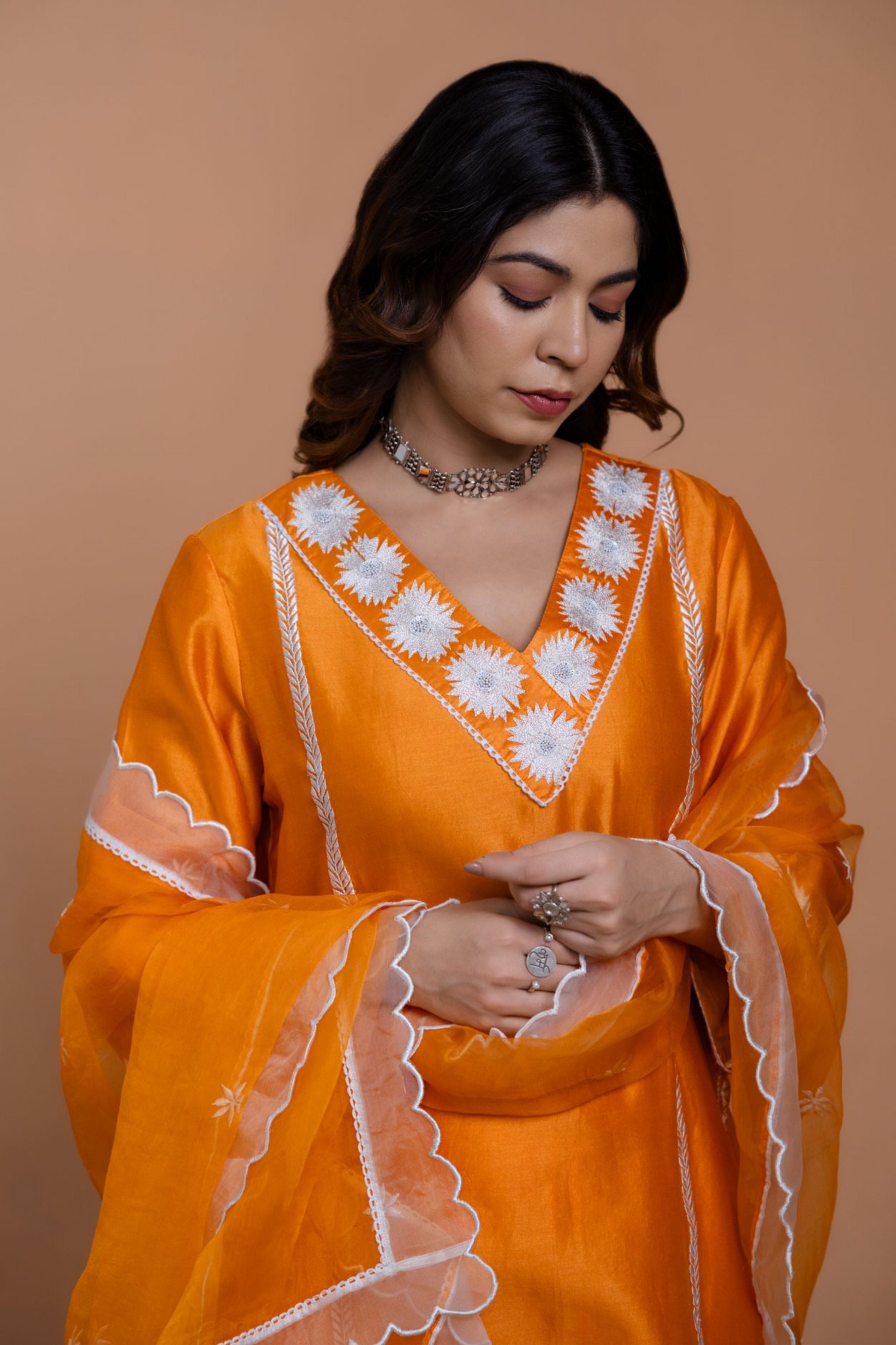 Orange Straight Kurta Set