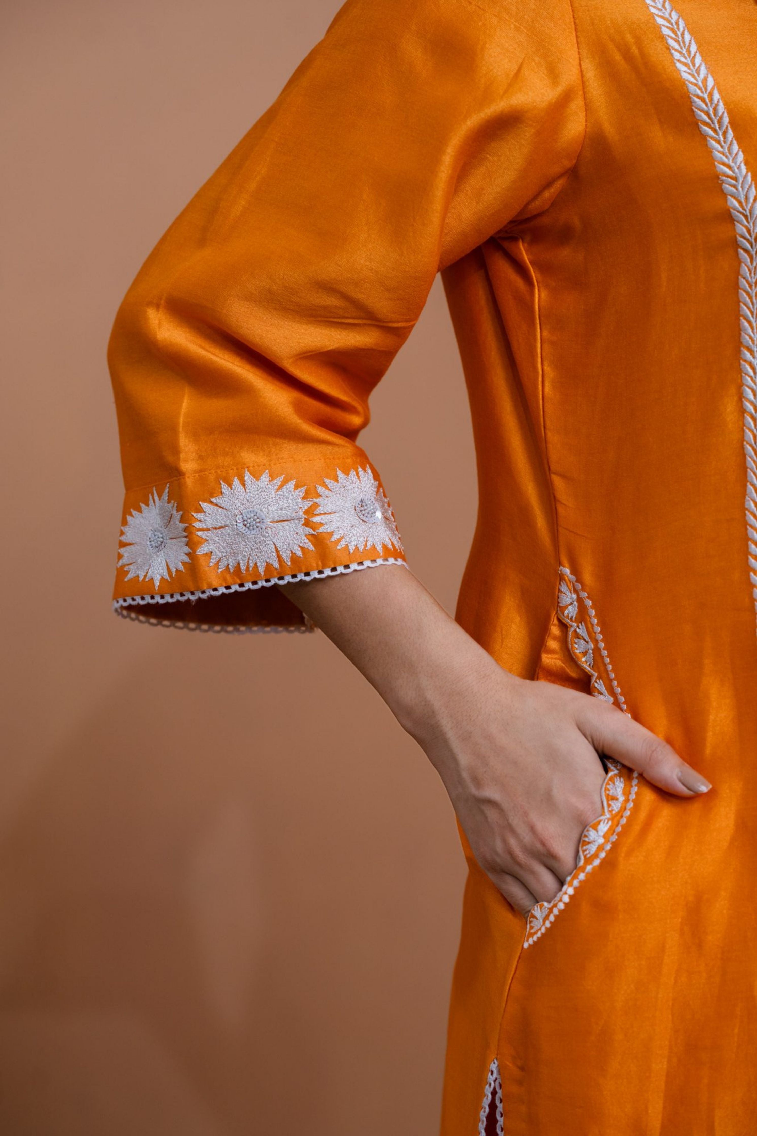Orange Straight Kurta Set
