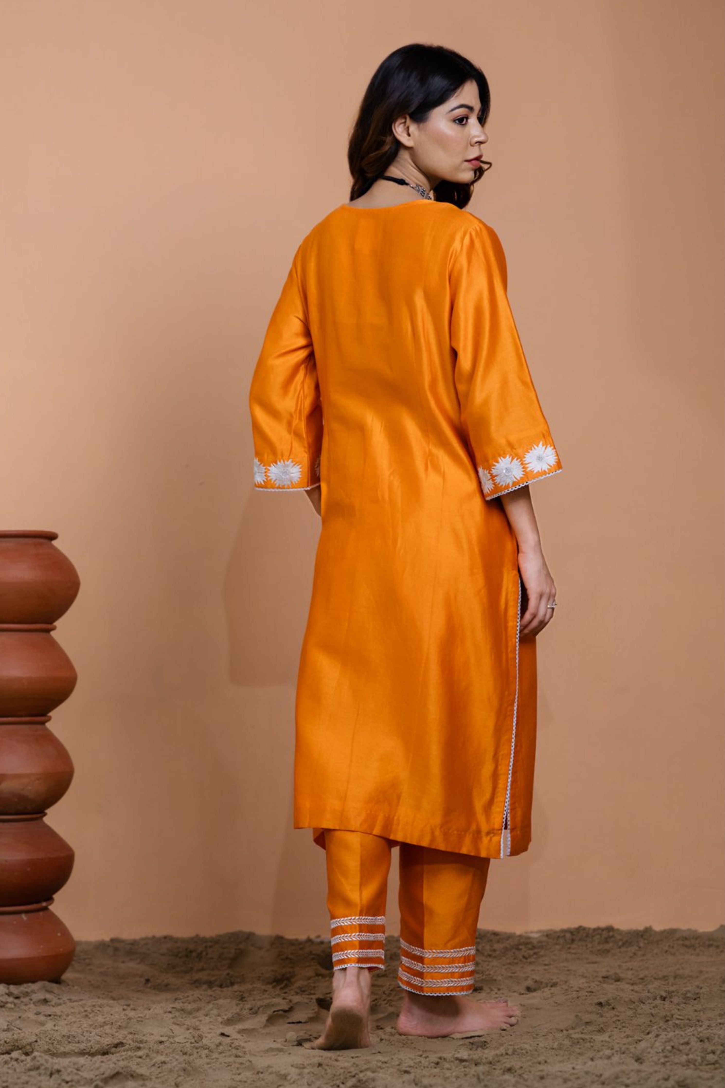 Orange Straight Kurta Set