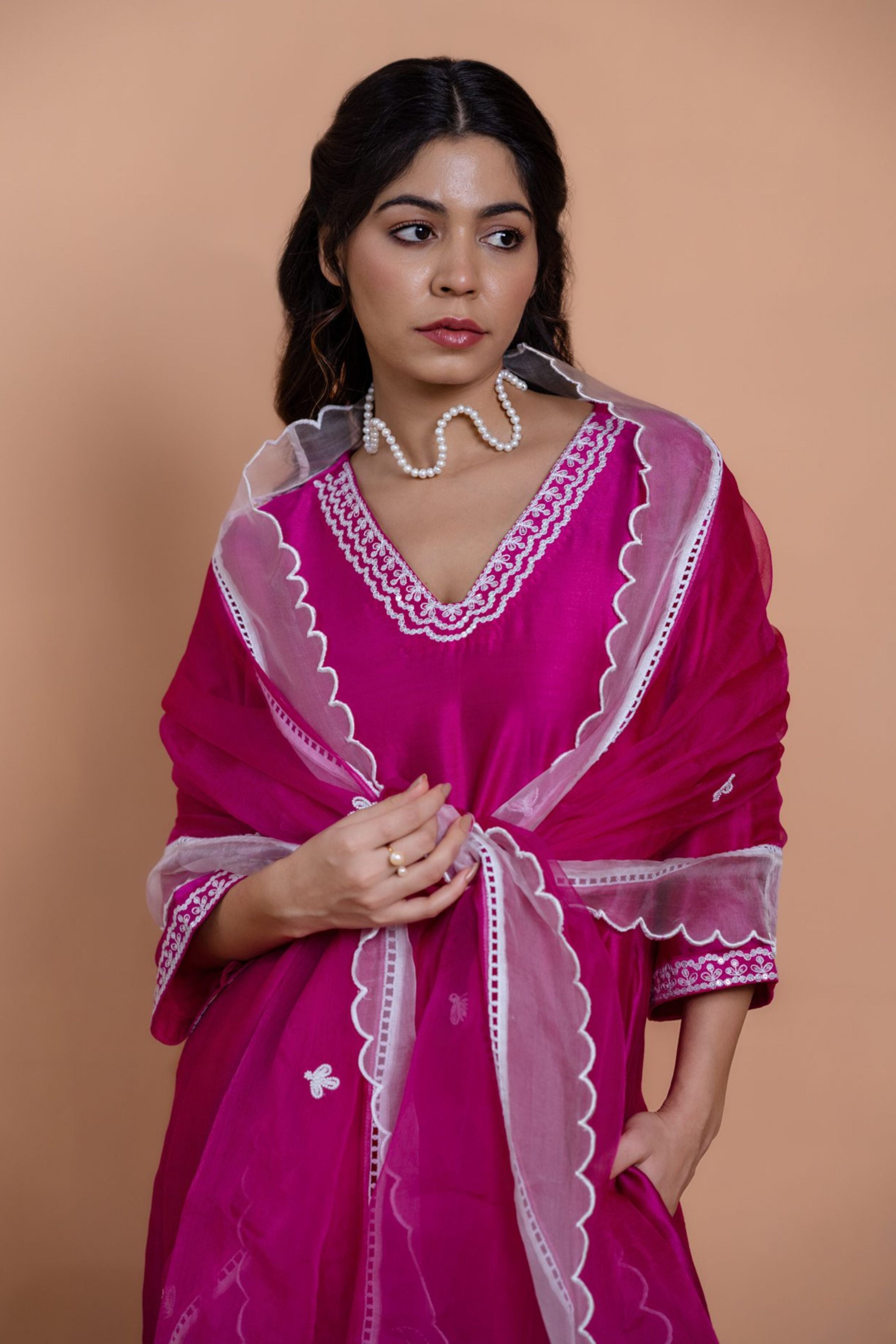 Pink Floral Motif Suit Set