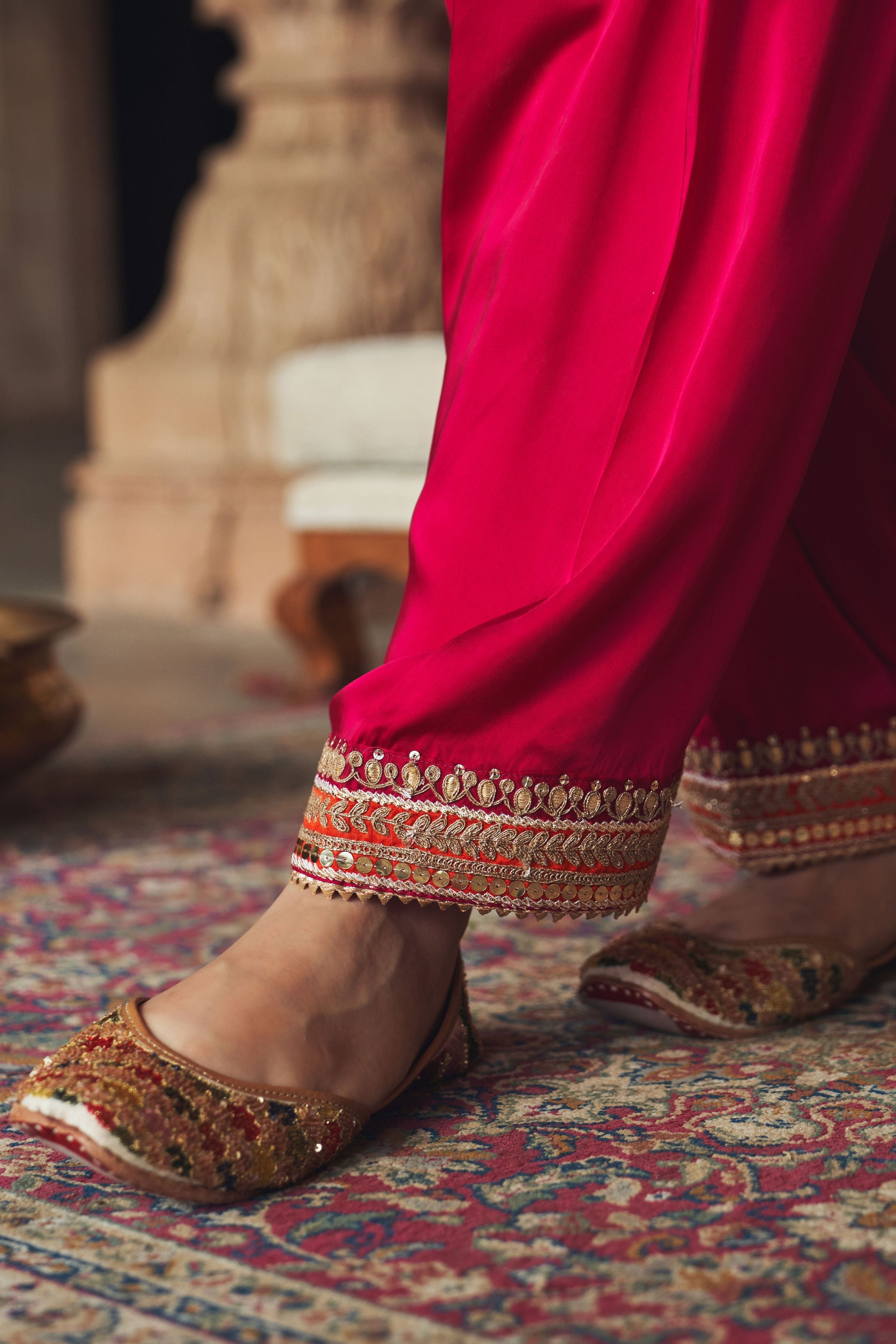 Mehwish  Hotpink Short Kurta With Salwar And Dupatta