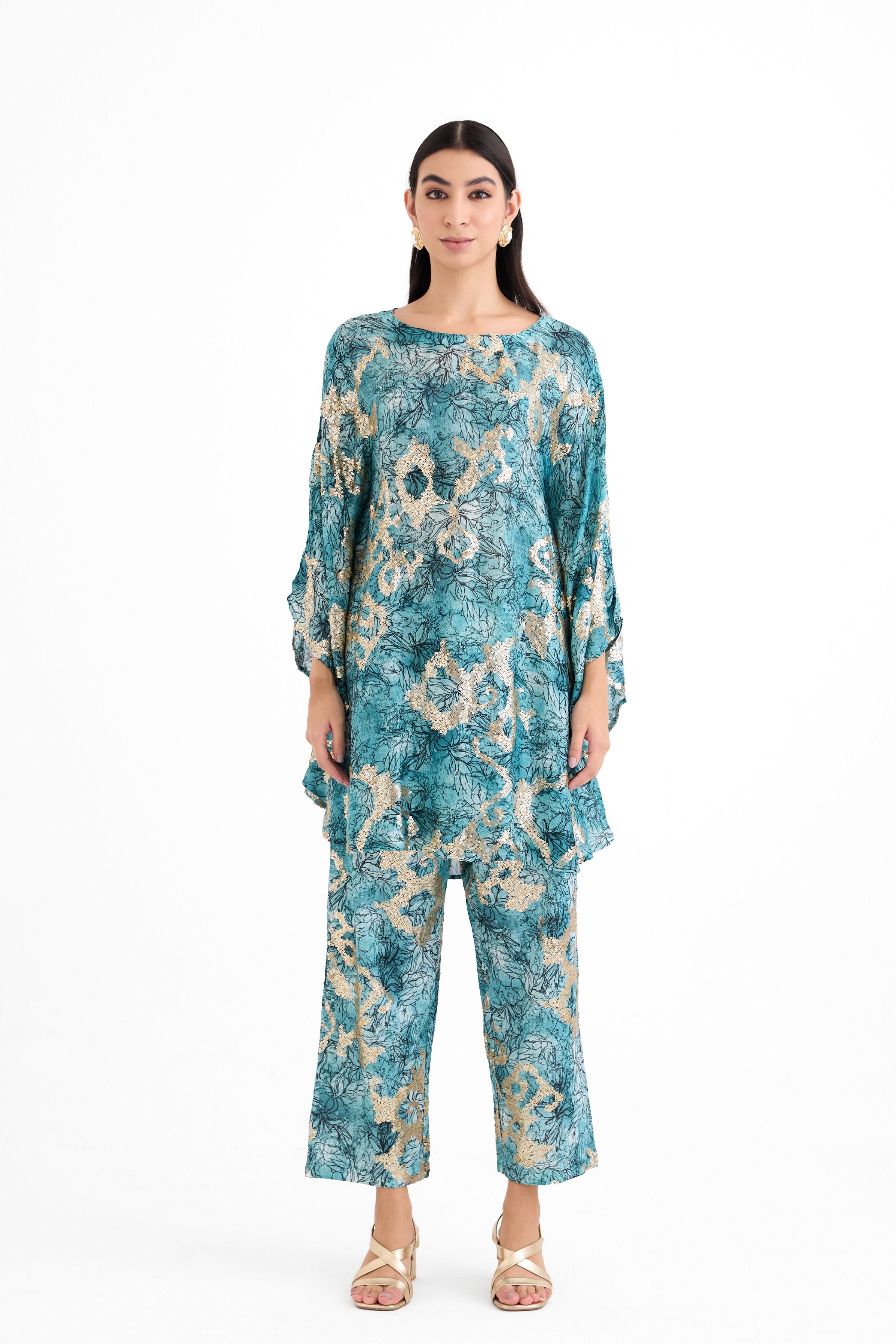 Sequins Capri Top Set