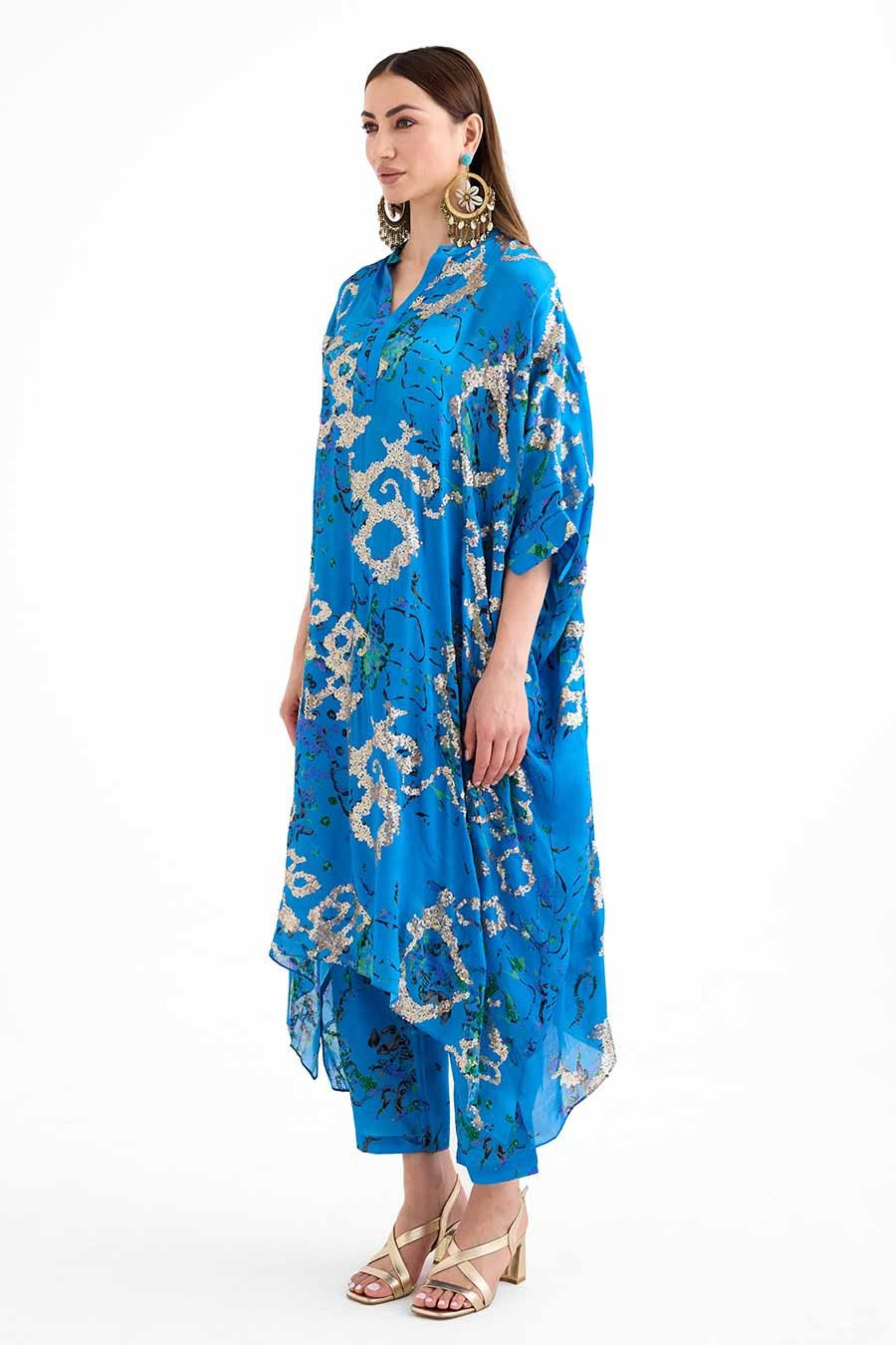 Sequins Long Kaftan Set
