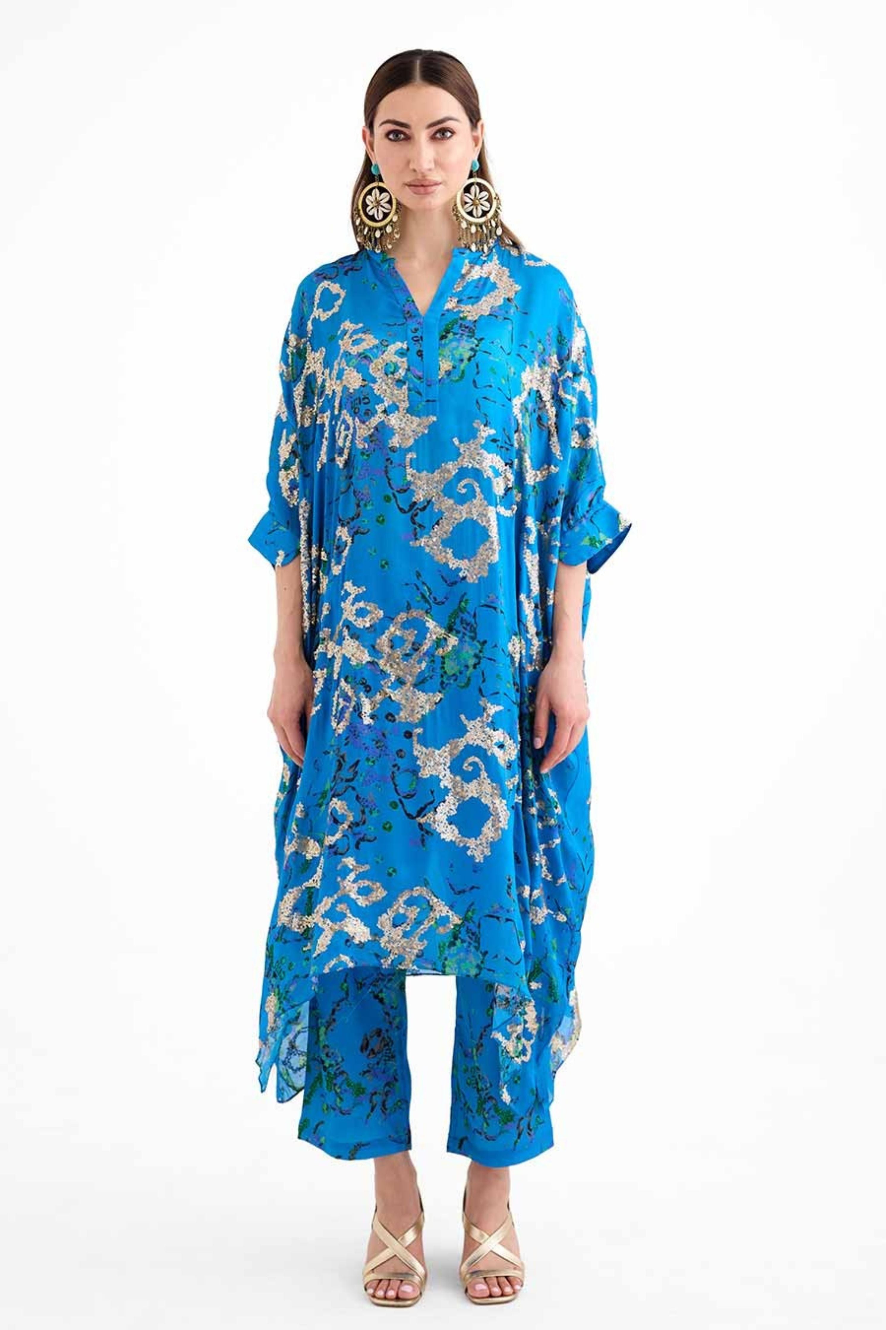 Sequins Long Kaftan Set