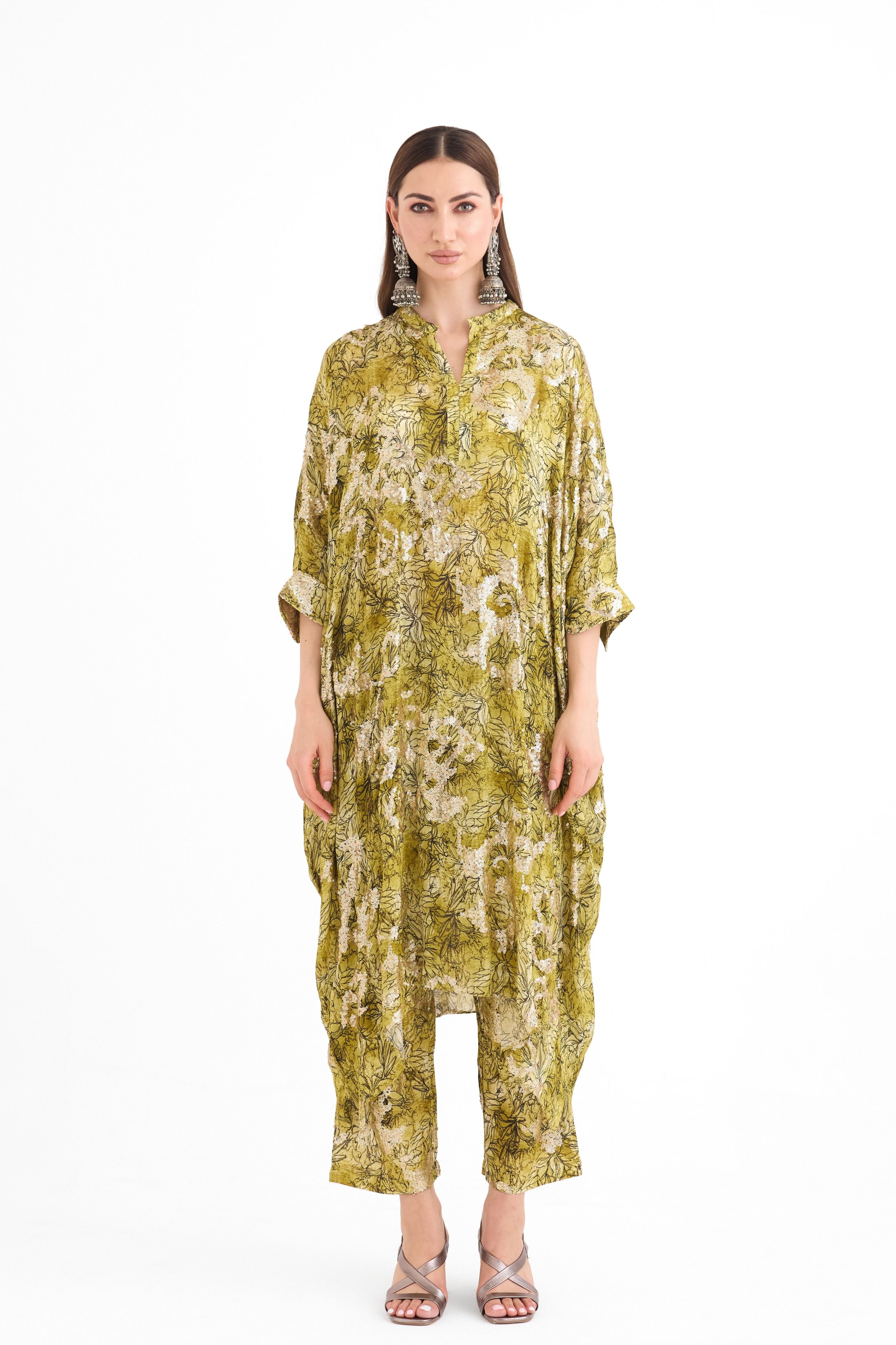 Gol Sequins Long Kaftan Set