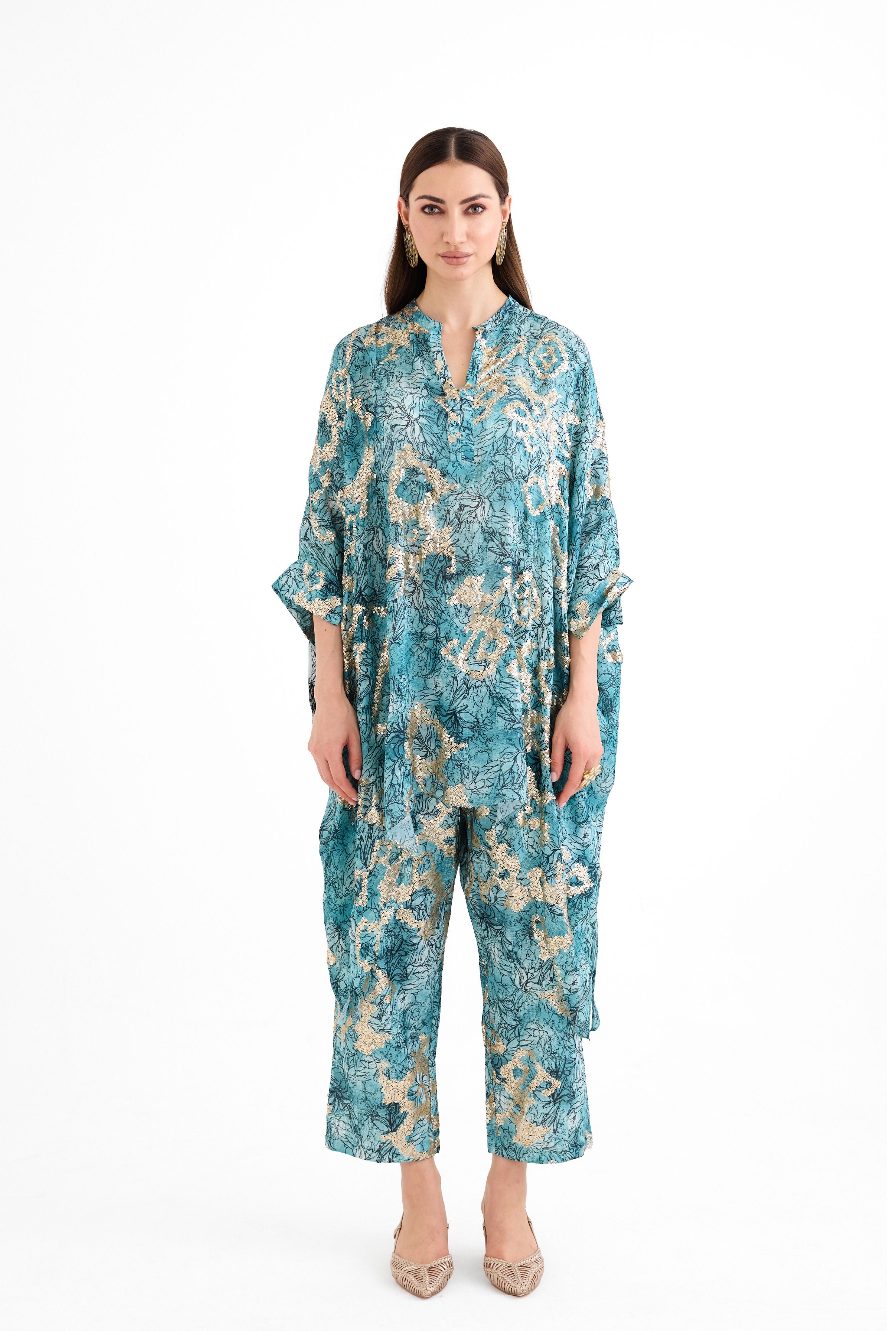 Sequins Short Kaftan Set