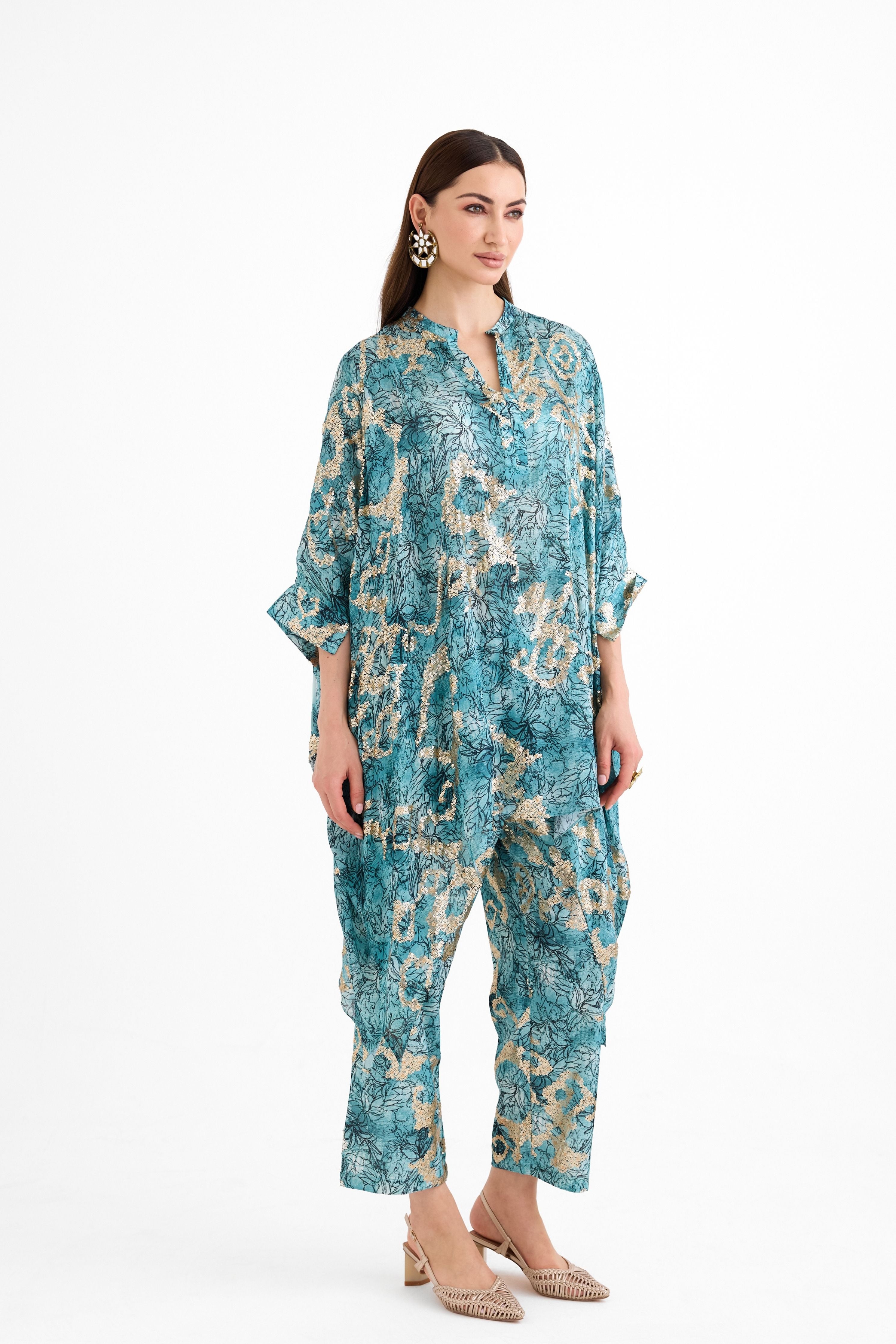 Sequins Short Kaftan Set