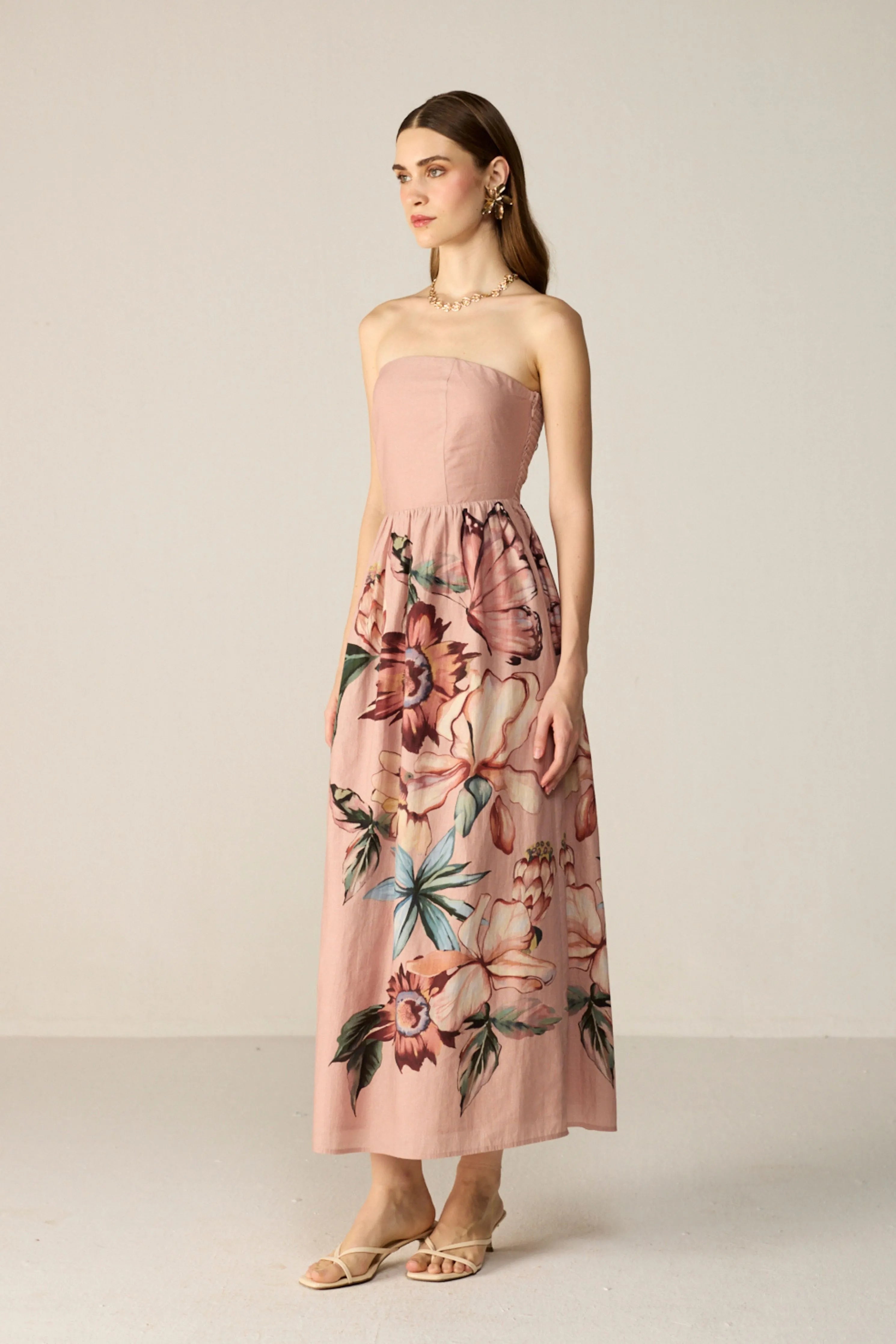 Pink Orelia Midi Dress