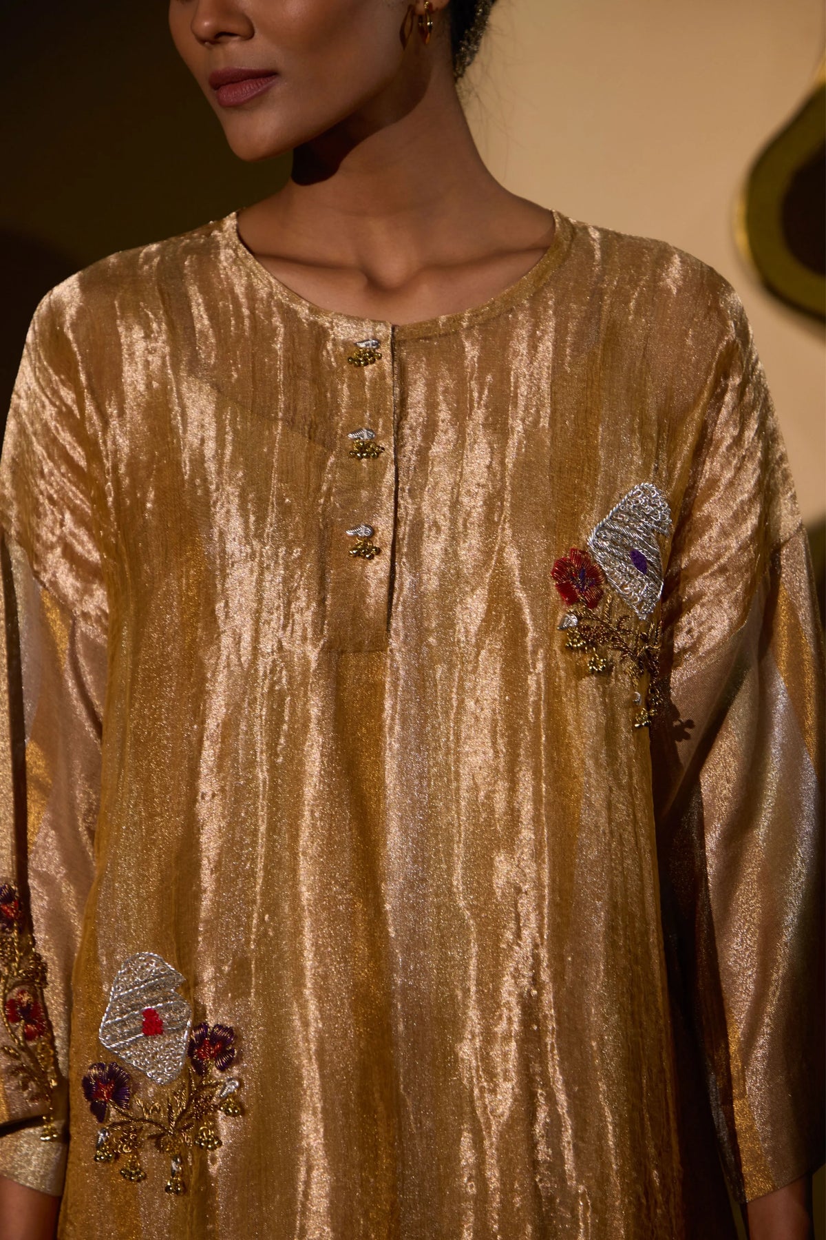 METALLIC FLORAL SET - GOLDEN