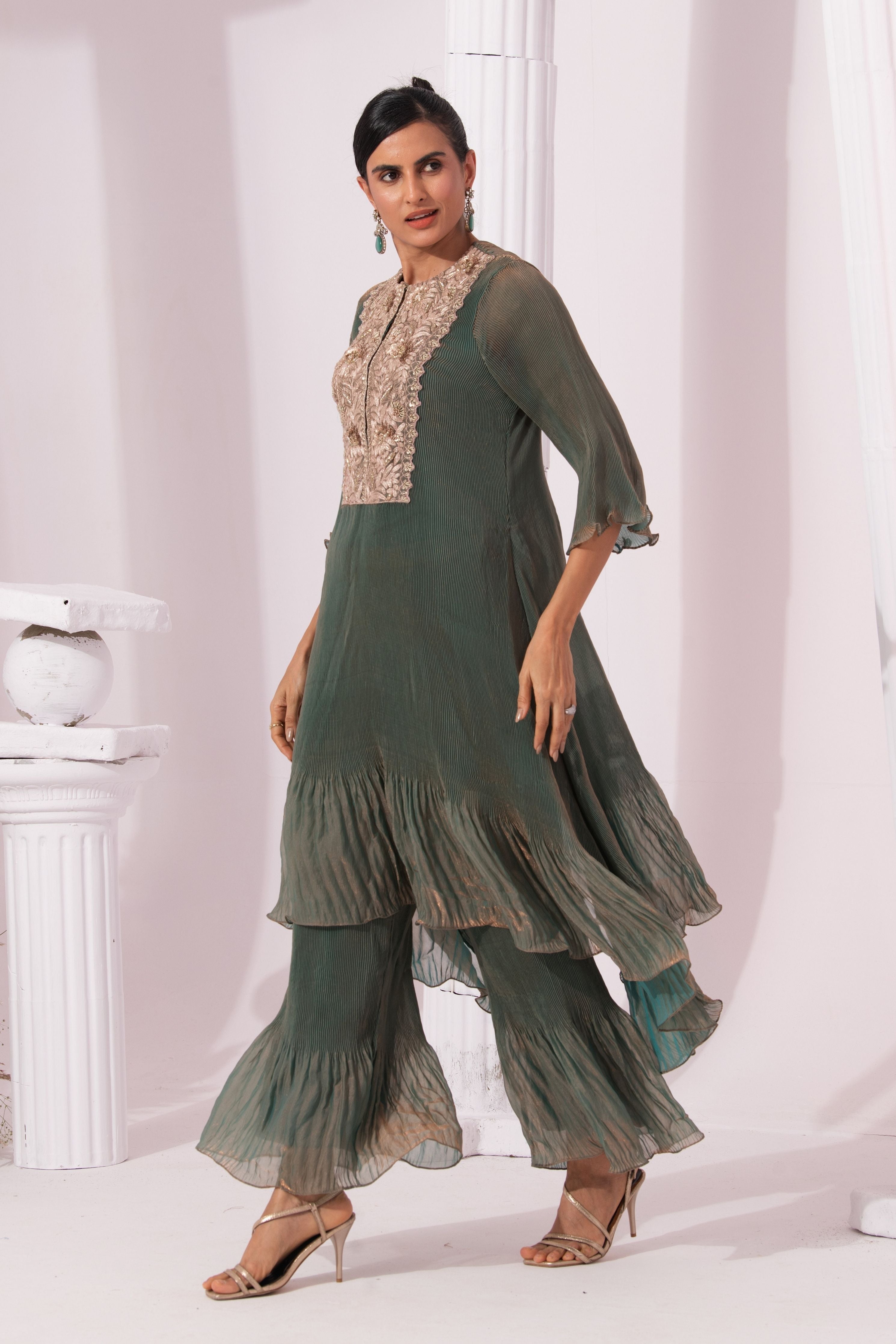 Metalic Moss Green Suit