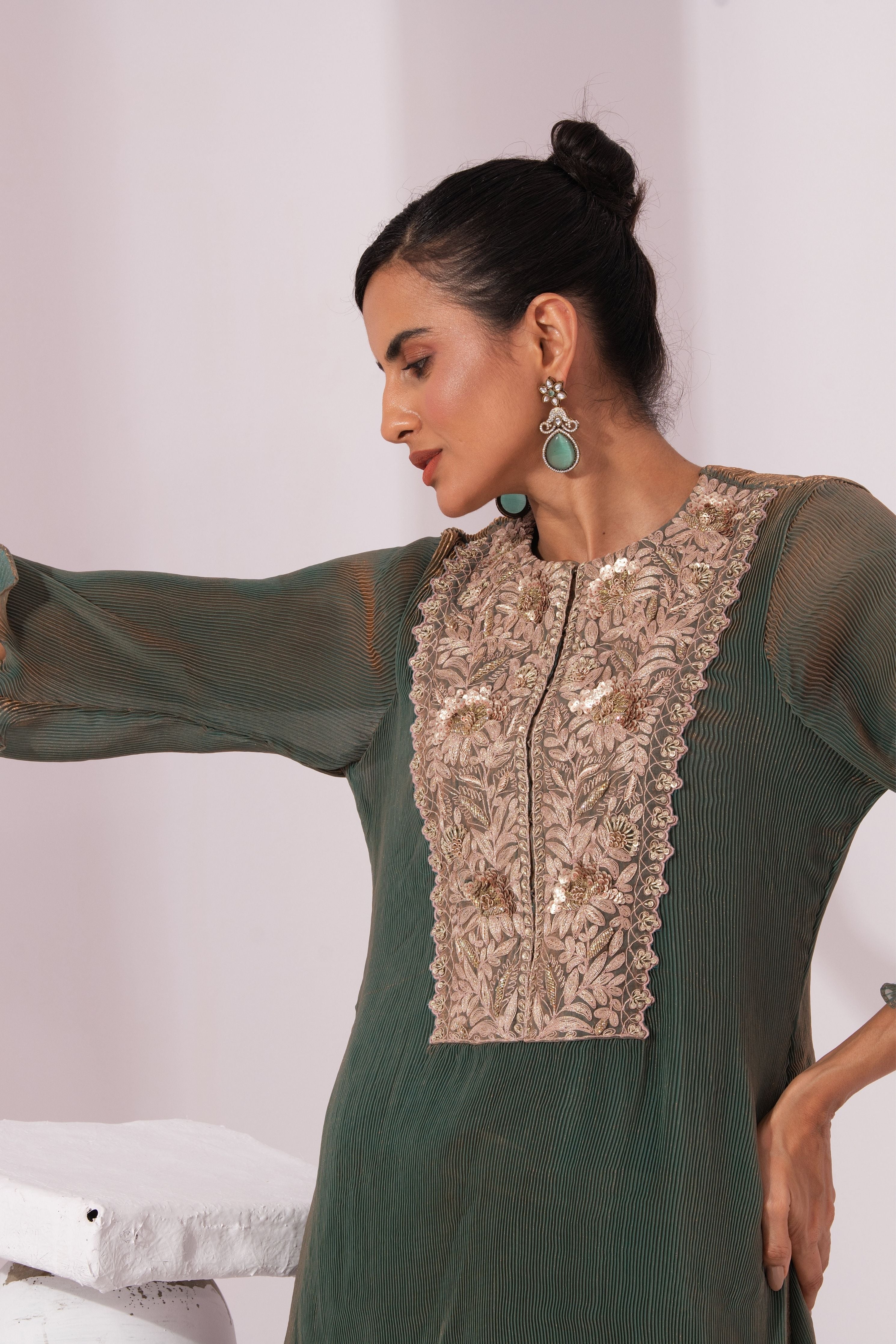 Metalic Moss Green Suit