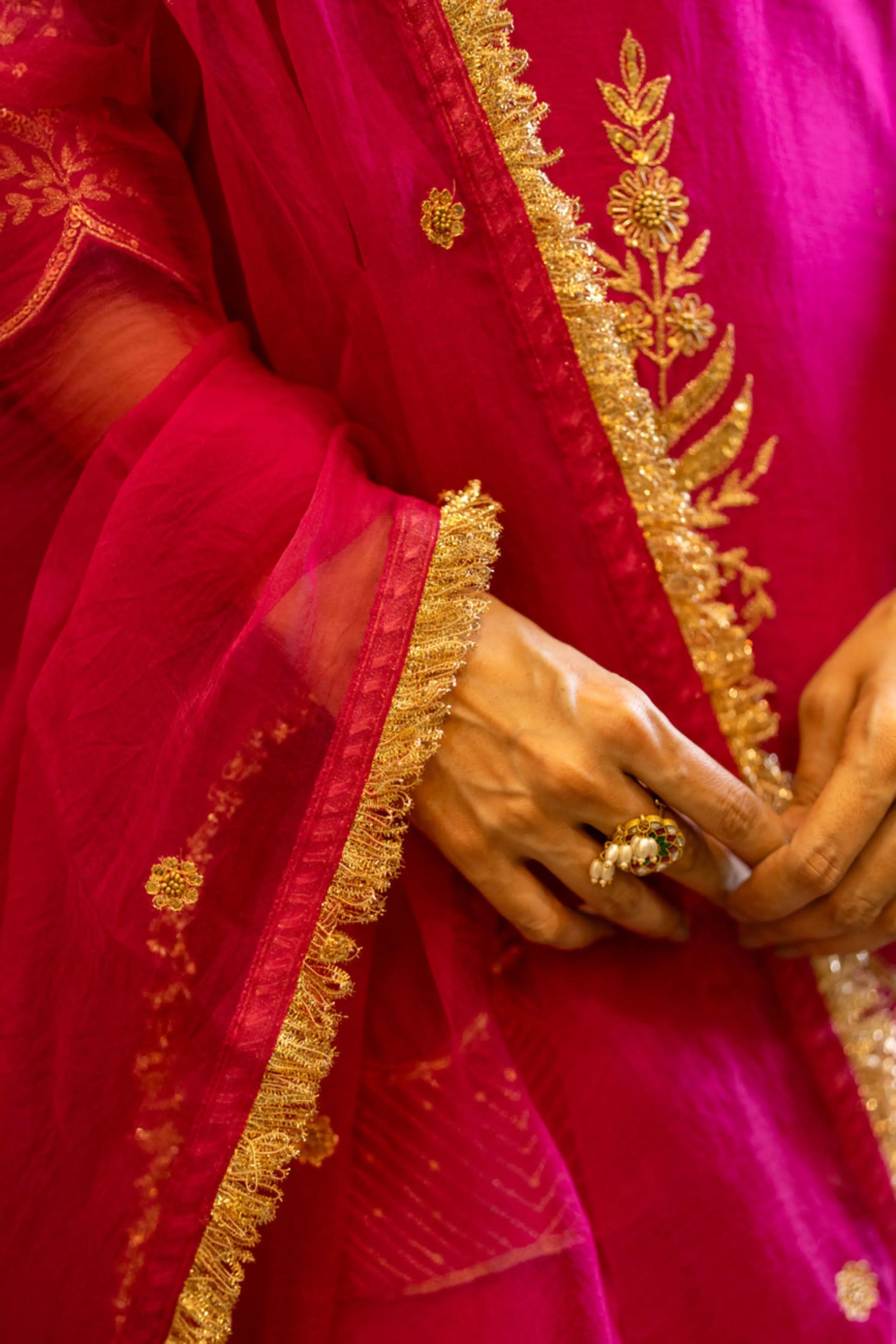 Pink Boota Aari Sharara Set