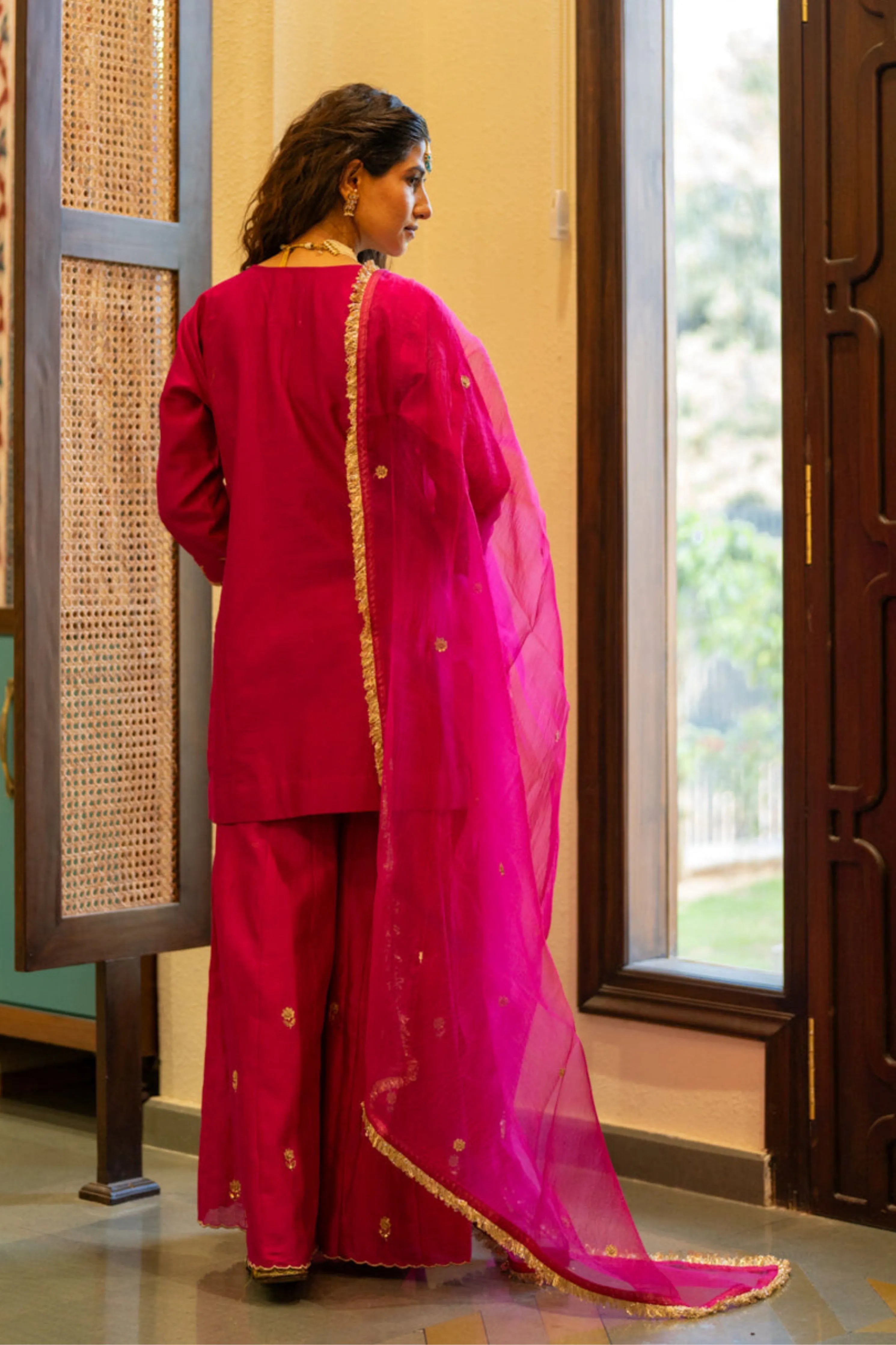 Pink Boota Aari Sharara Set